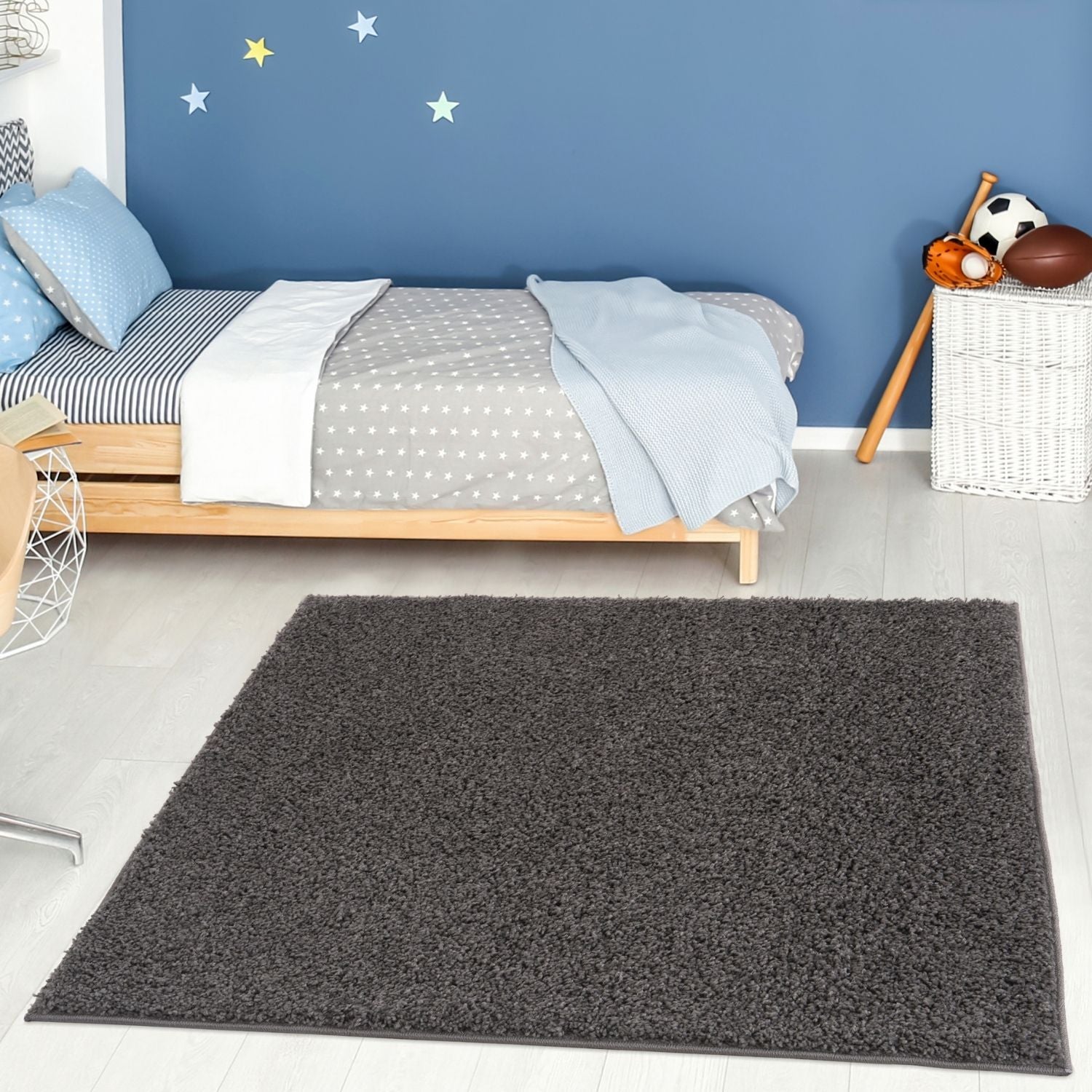 Myshaggy Solid Dark Grey Rug - PN Home