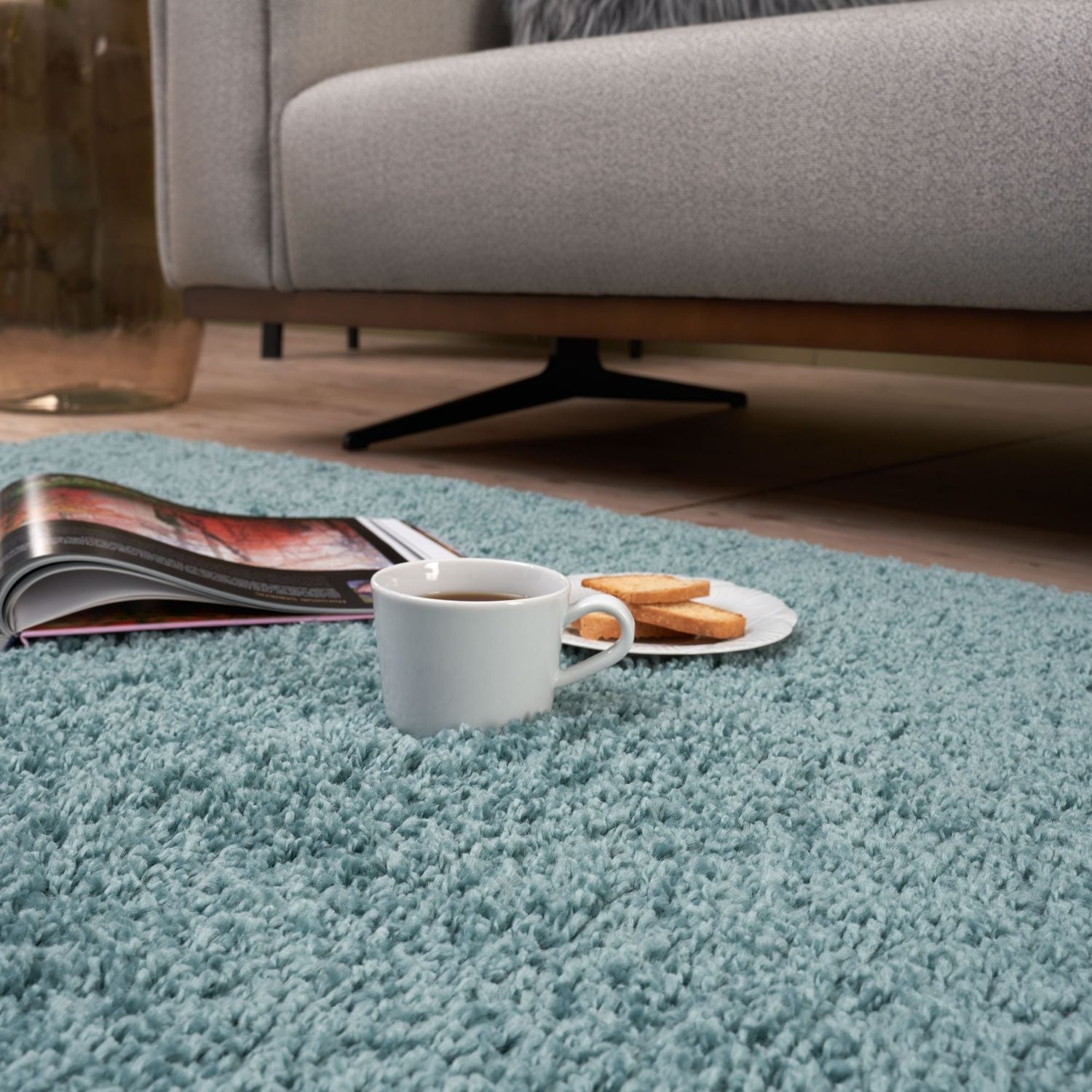 Myshaggy Solid Duck Egg Blue Rug - PN Home
