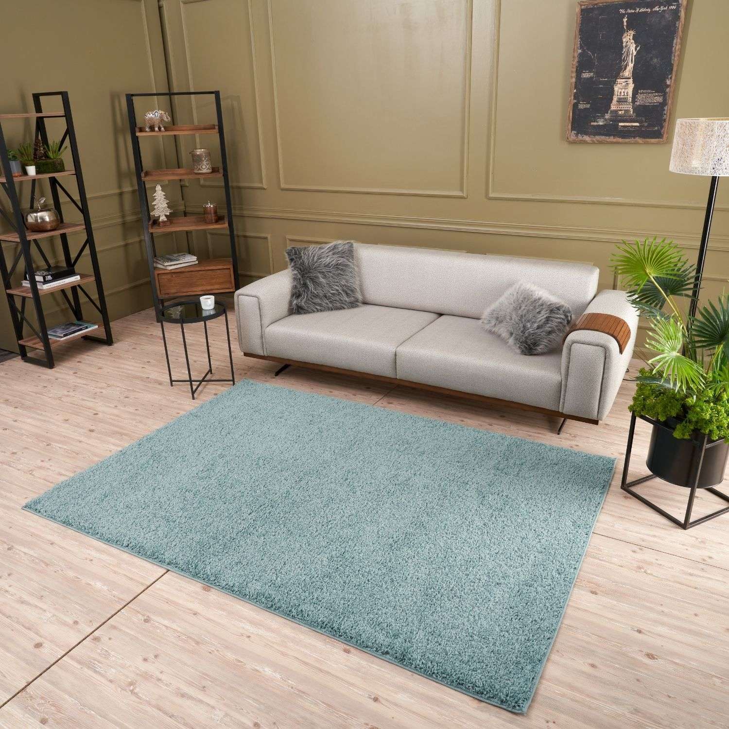 Myshaggy Solid Duck Egg Blue Rug - PN Home
