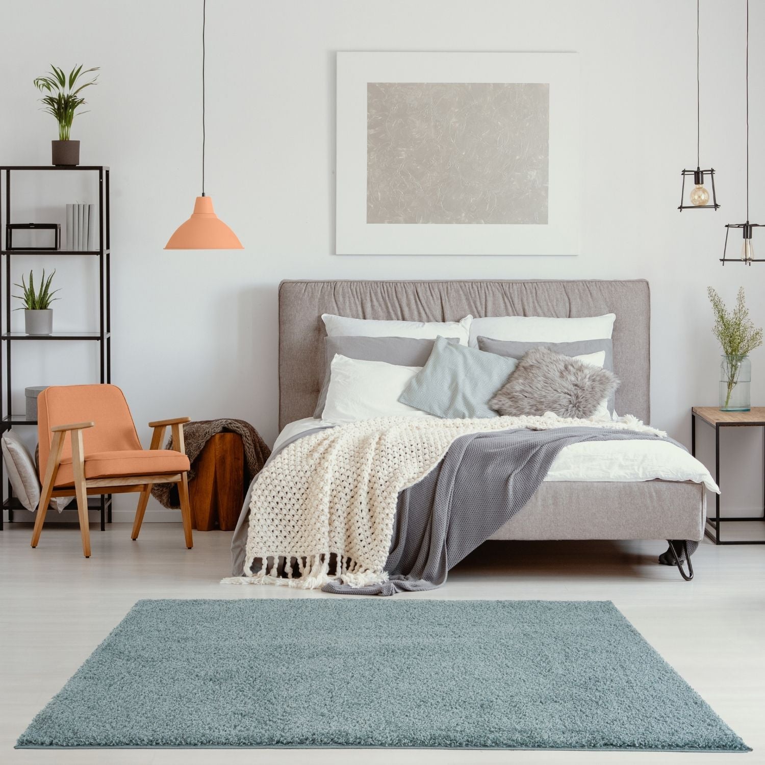 Myshaggy Solid Duck Egg Blue Rug - PN Home