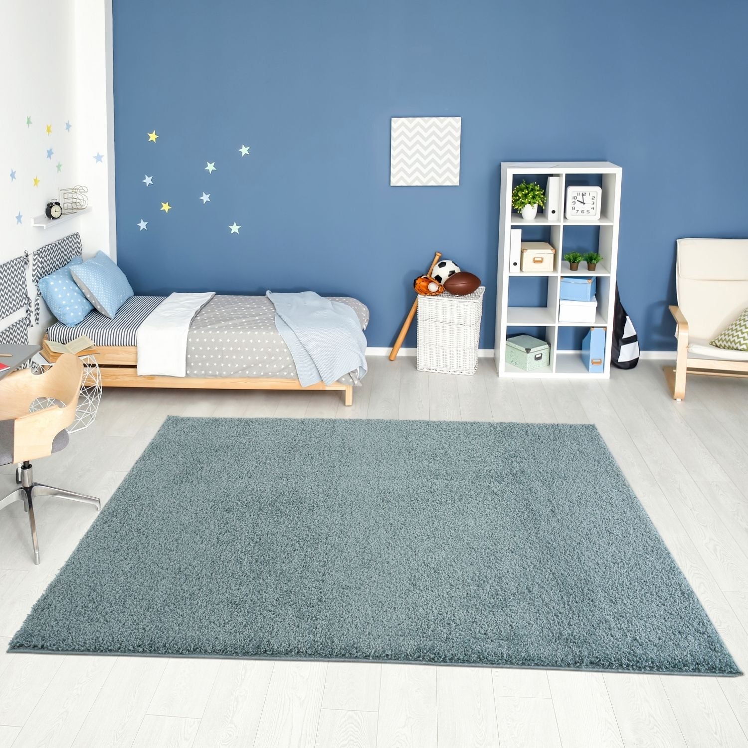 Myshaggy Solid Duck Egg Blue Rug - PN Home