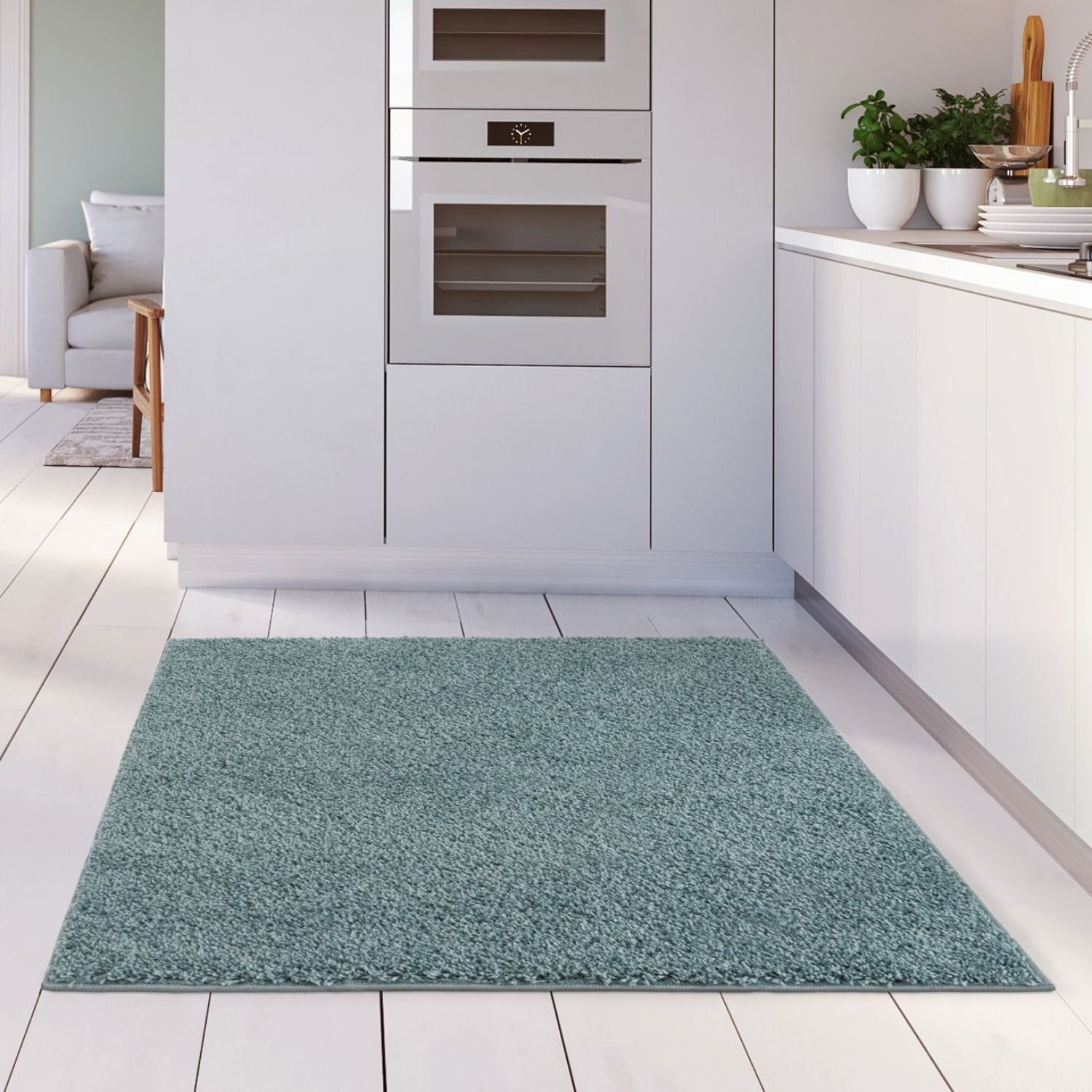 Myshaggy Solid Duck Egg Blue Rug - PN Home