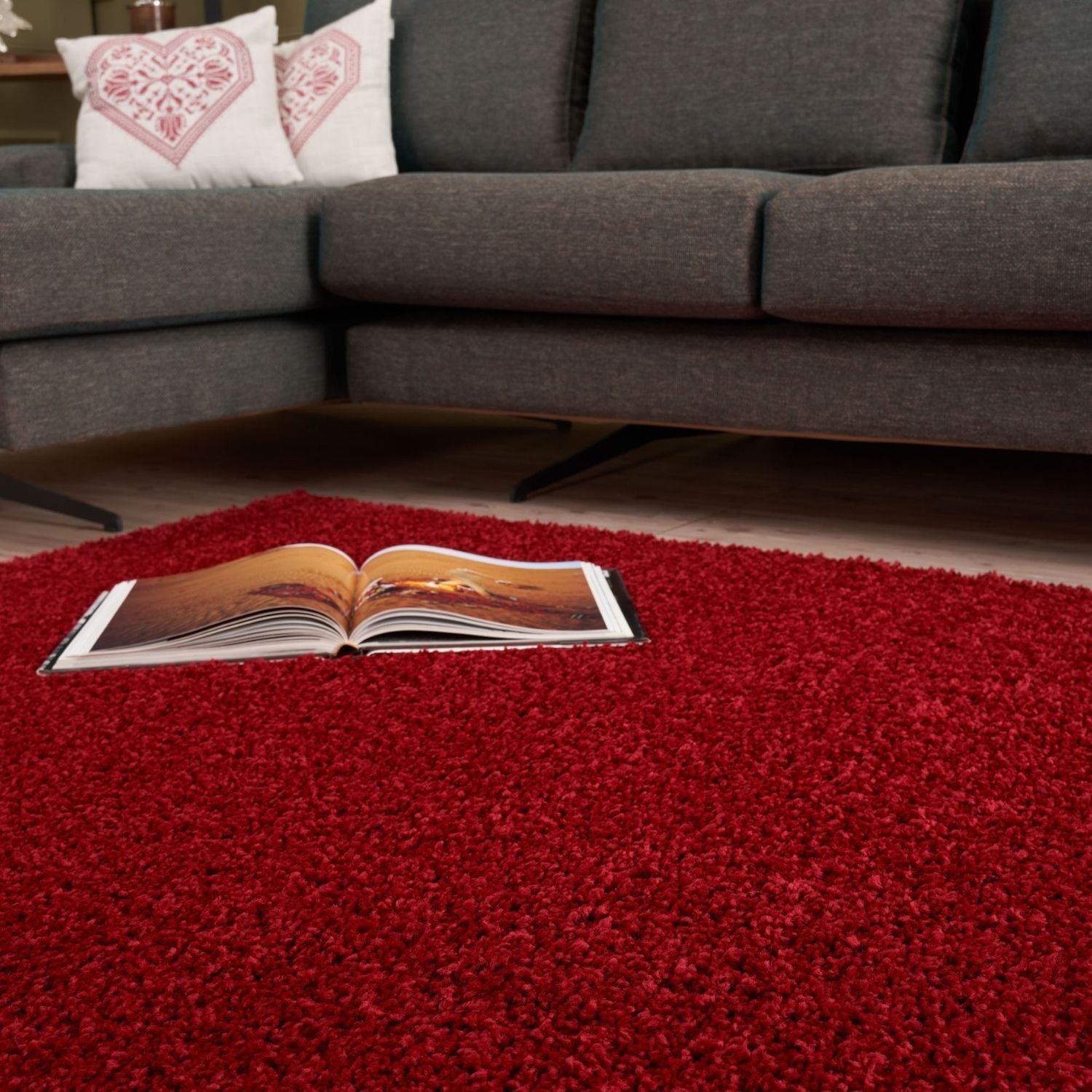 Myshaggy Solid Red Rug - PN Home