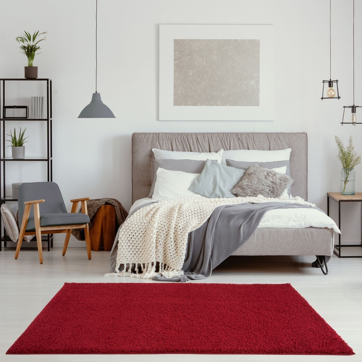 Myshaggy Solid Red Rug - PN Home