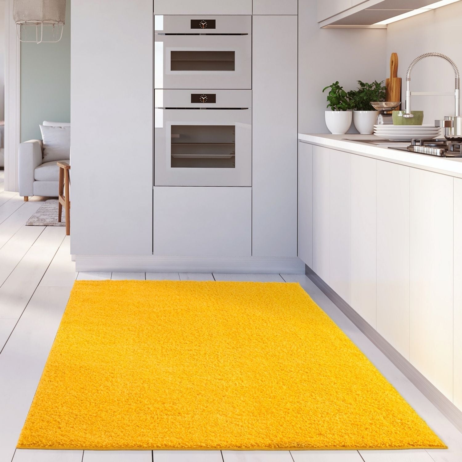 Myshaggy Solid Yellow Rug - PN Home