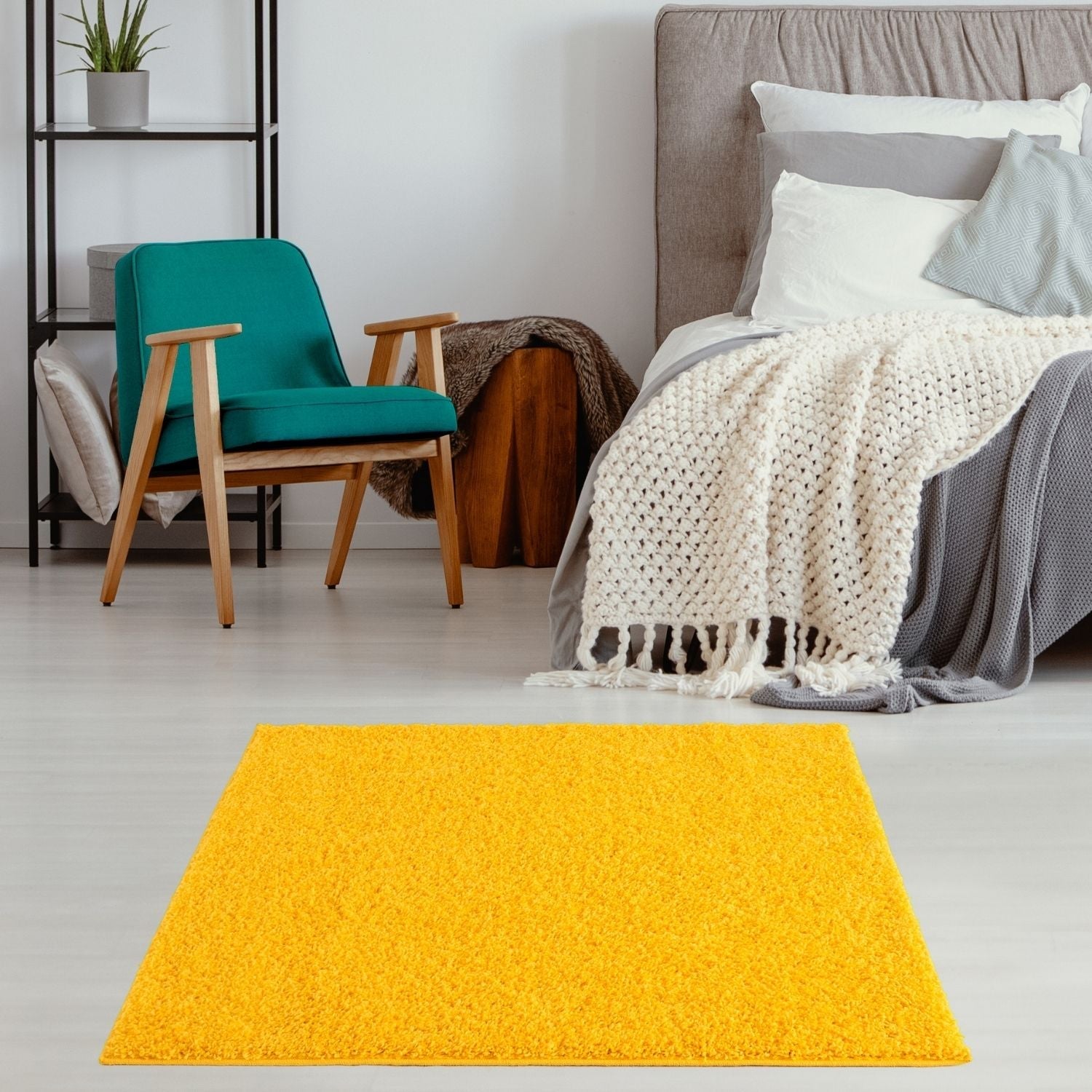 Myshaggy Solid Yellow Rug - PN Home