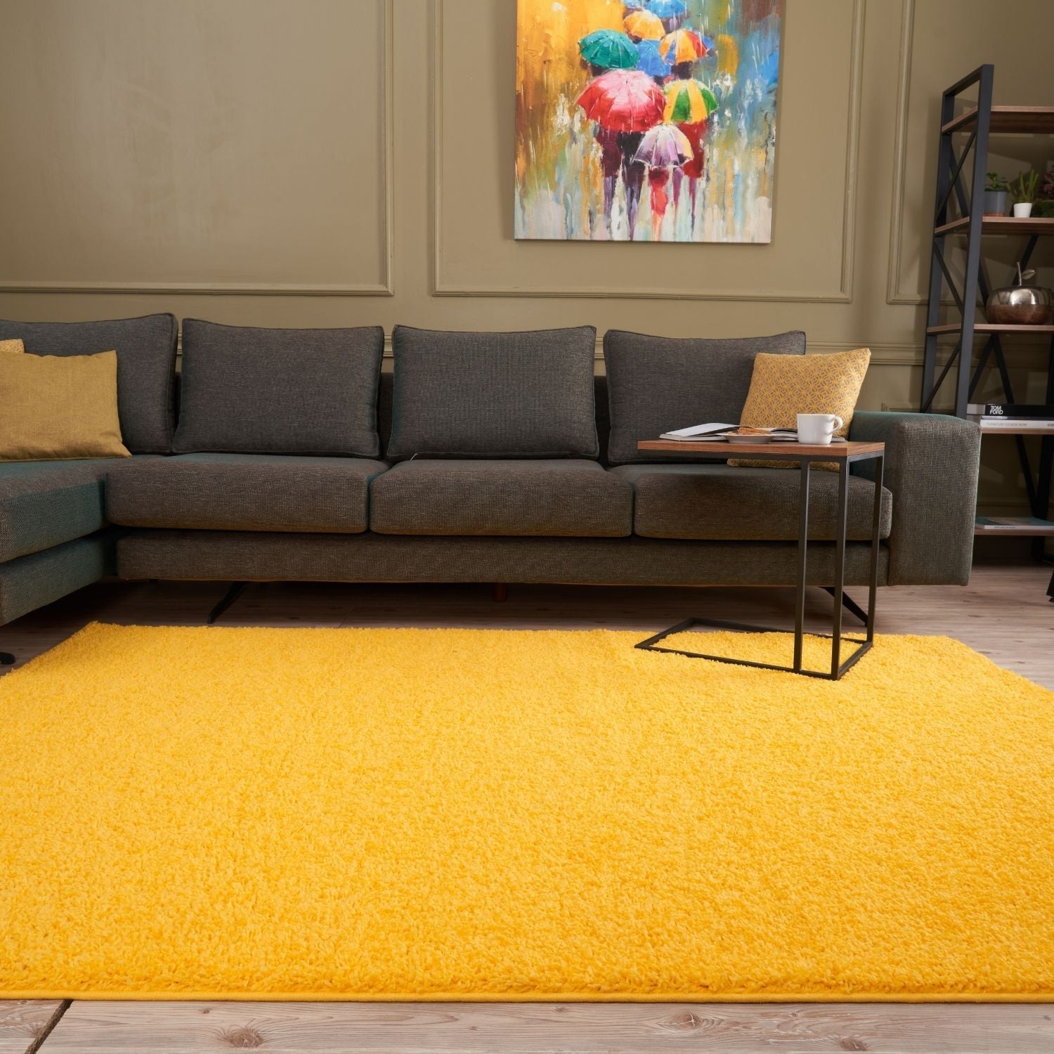 Myshaggy Solid Yellow Rug - PN Home