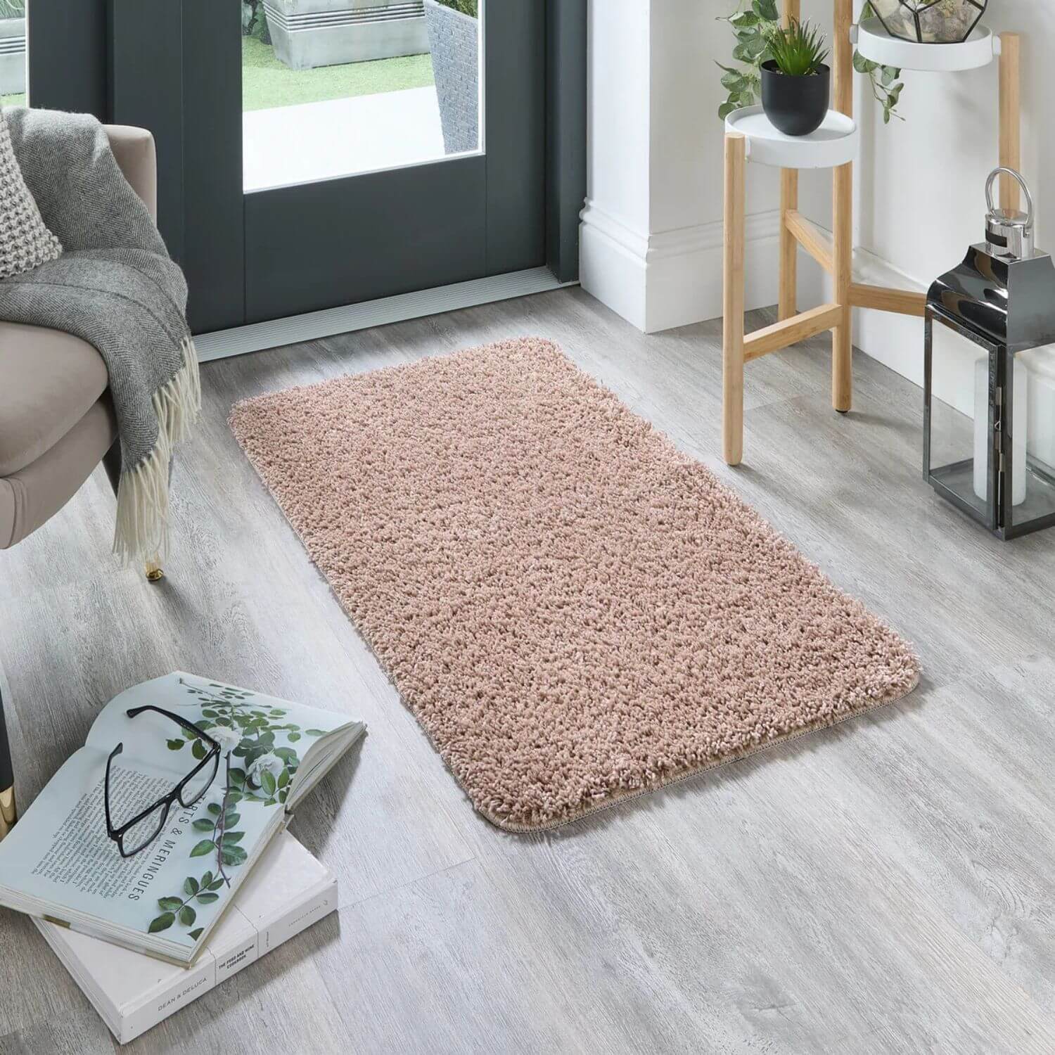 Washable Nude Pink Shaggy Rug - PN Home
