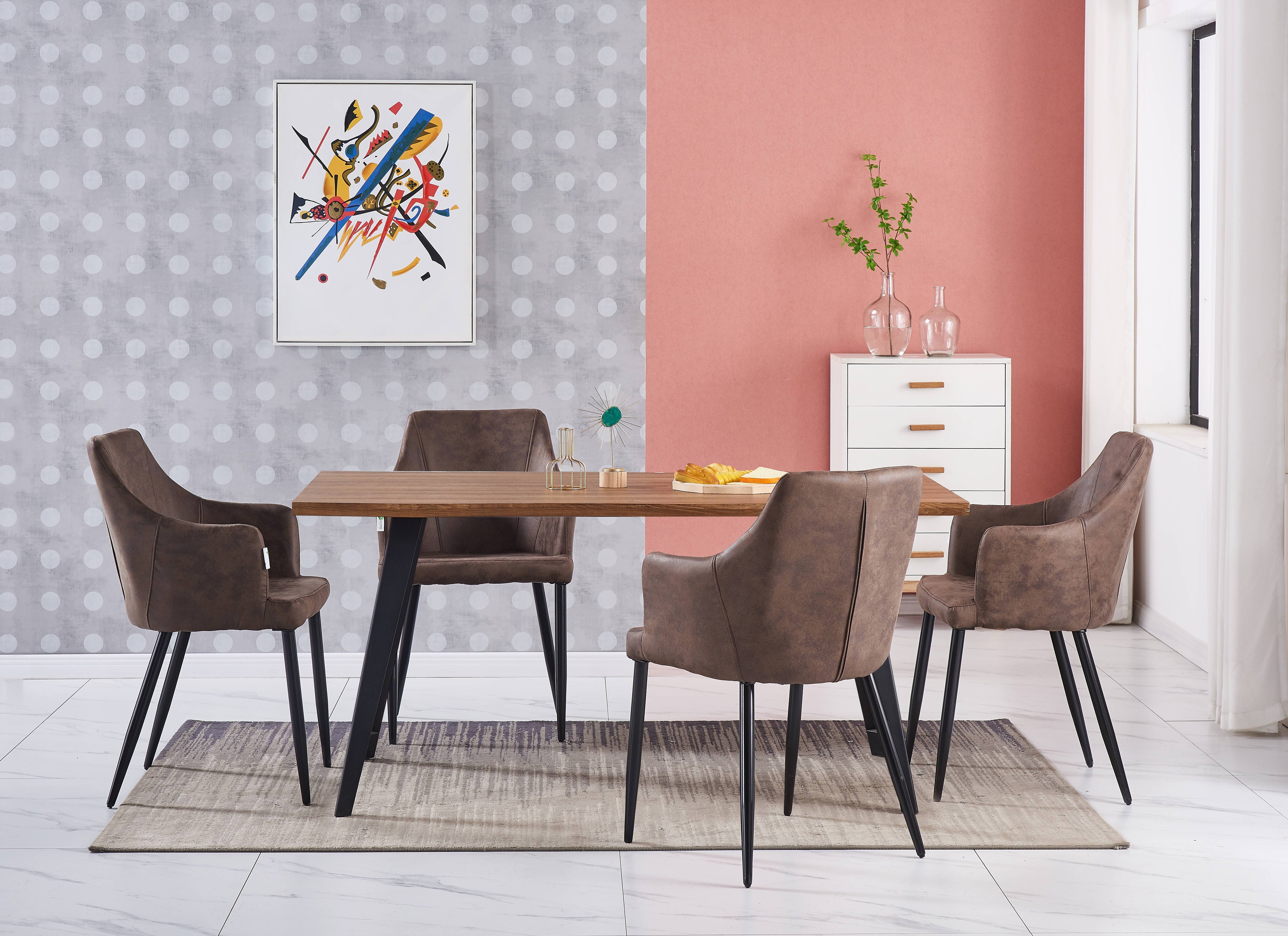 Zarah Rocco Dining Set with Oak Table and 4 Dining Chairs