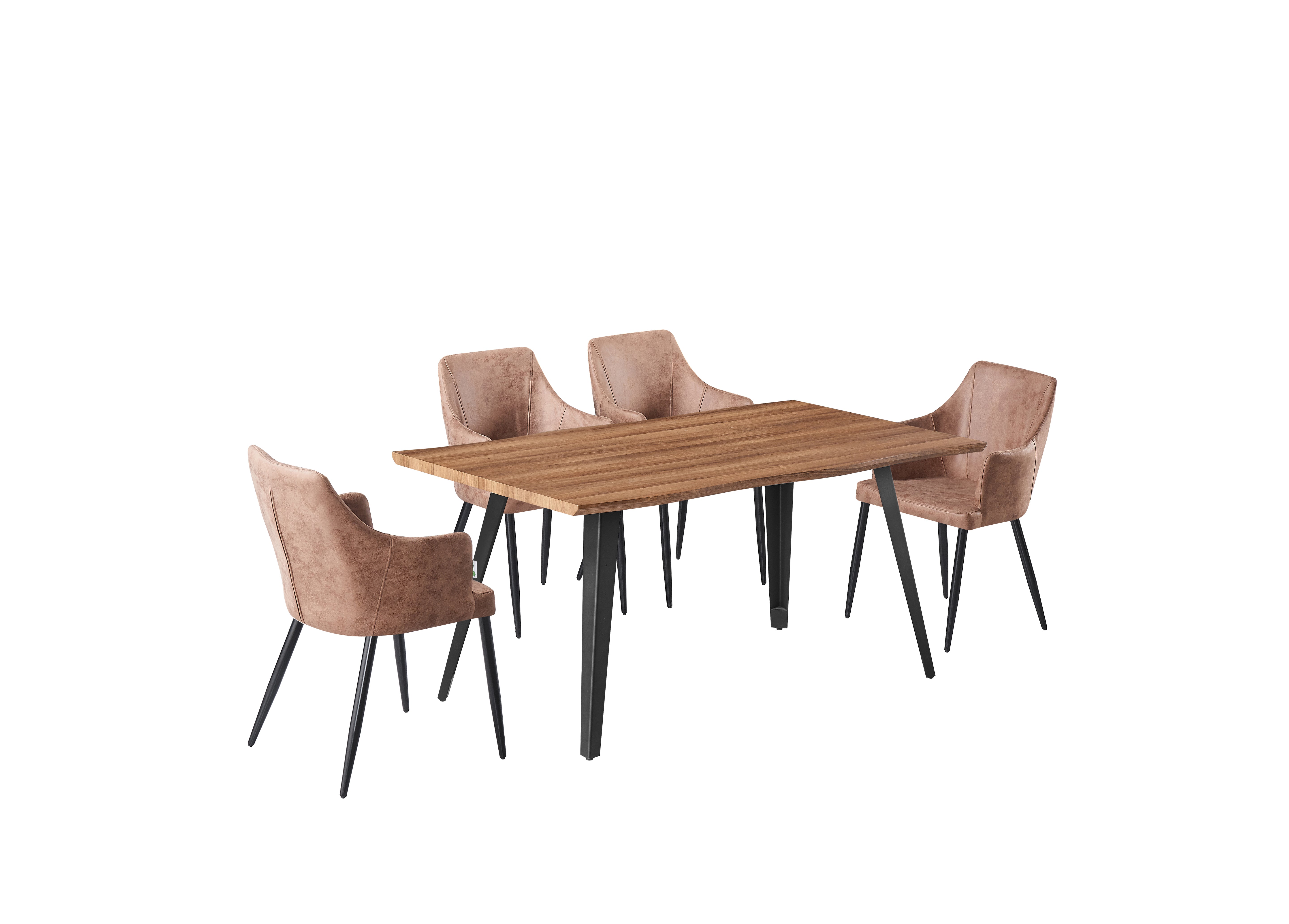 Zarah Rocco Dining Set with Oak Table and 4 Dining Chairs