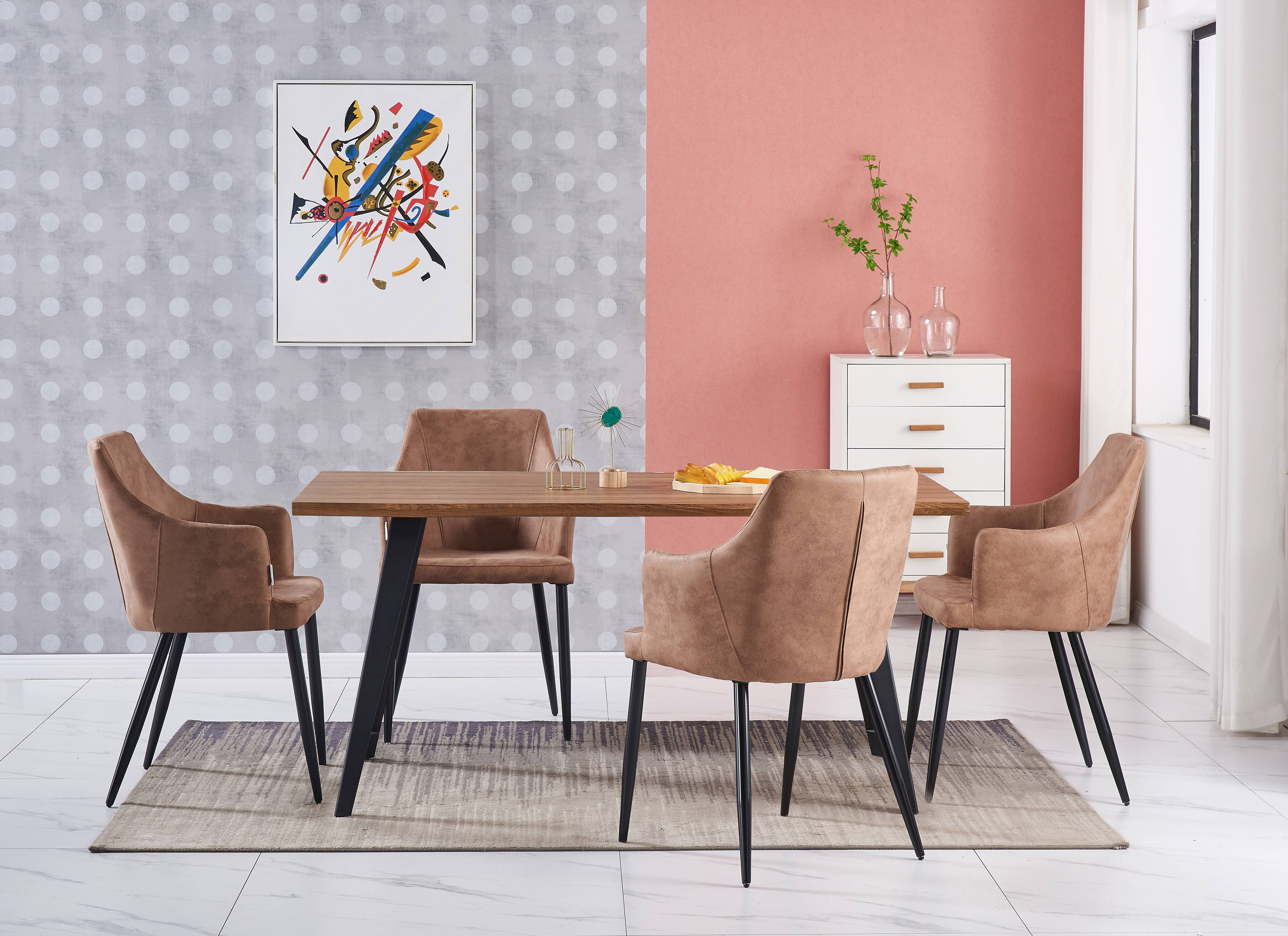 Zarah Rocco Dining Set with Oak Table and 4 Dining Chairs