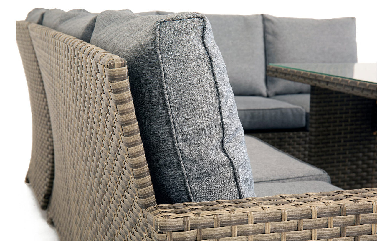 Palma Grey Corner Rattan Casual Garden Dining and Lounge Set 9 Seater - PN Home