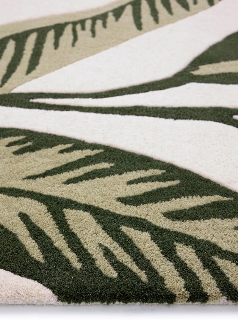 Paradise Leaf Hand-Tufted Wool Rug – Cream/Green - PN Home