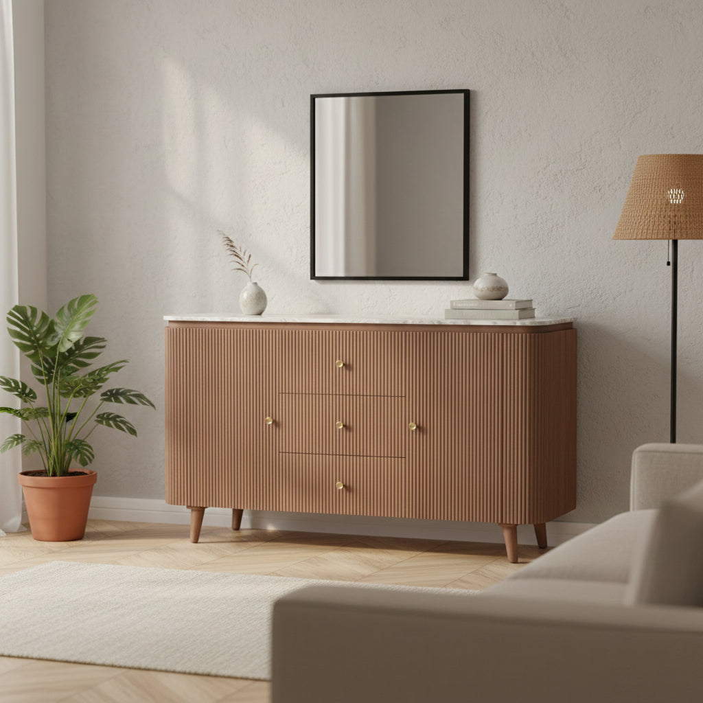 Bundi Natural Marble & Wood Extra Large Sideboard
