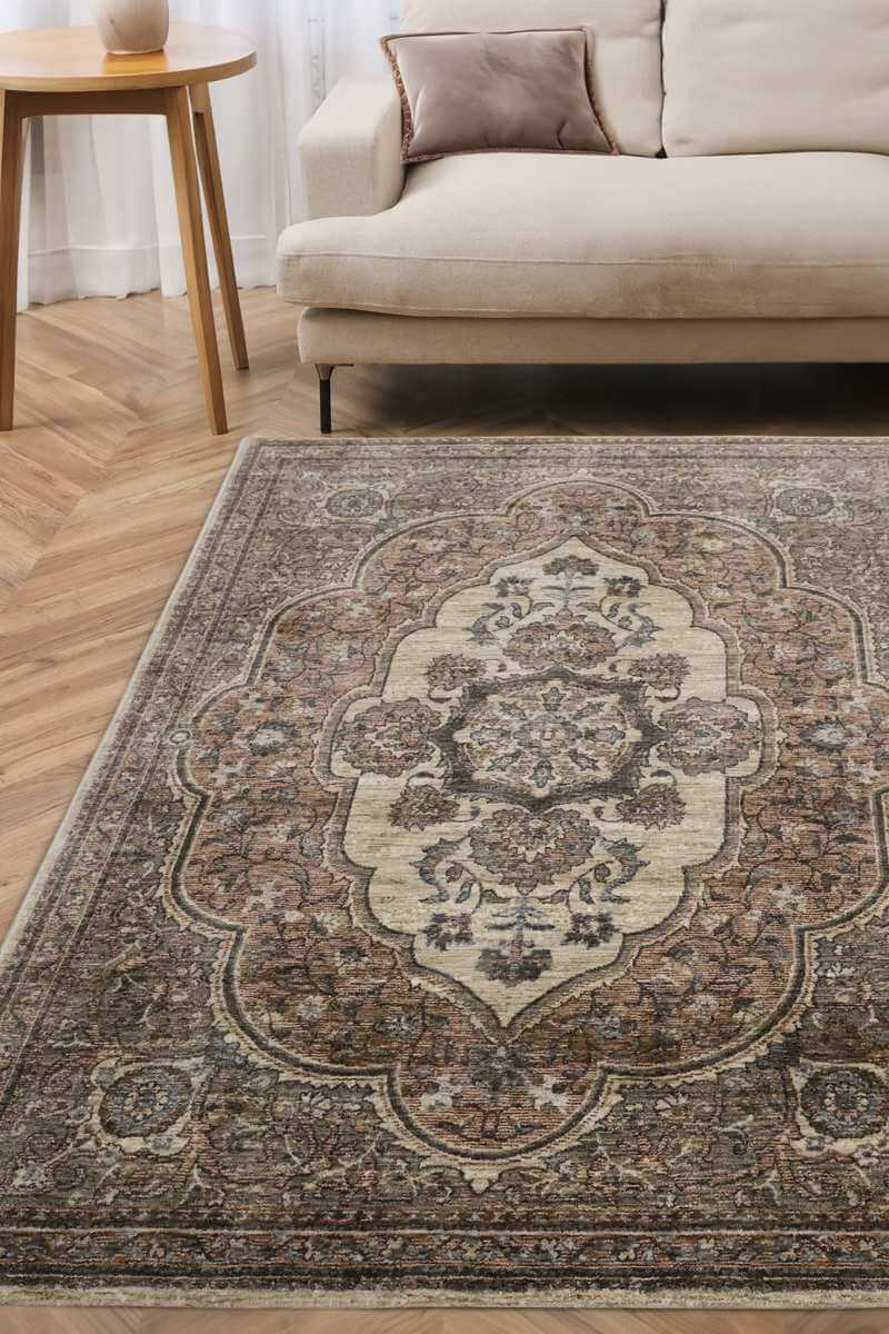Raja Medallion Vintage Rug – Brown Heritage Elegance - PN Home