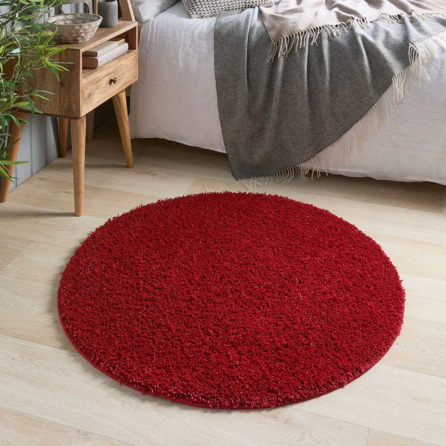 Washable Red Shaggy Rug - PN Home