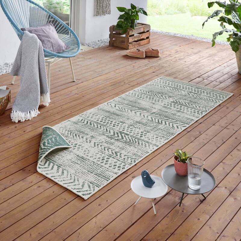 Indoor-Outdoor Reversible Geometric Green Rug - PN Home