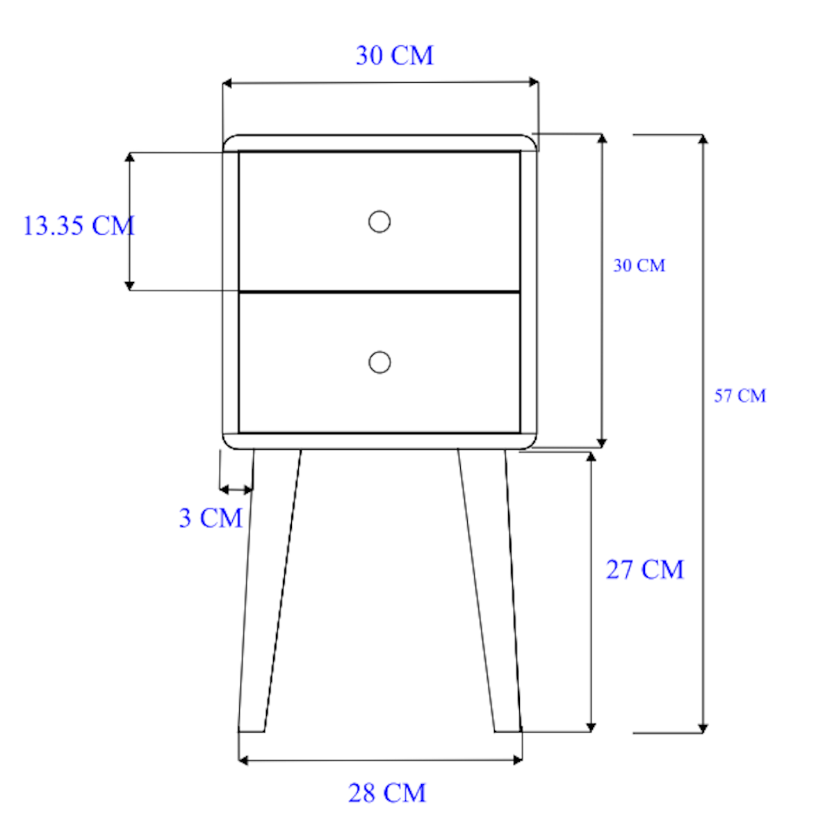 Scandinavian White Oak Logan Narrow Bedside Table