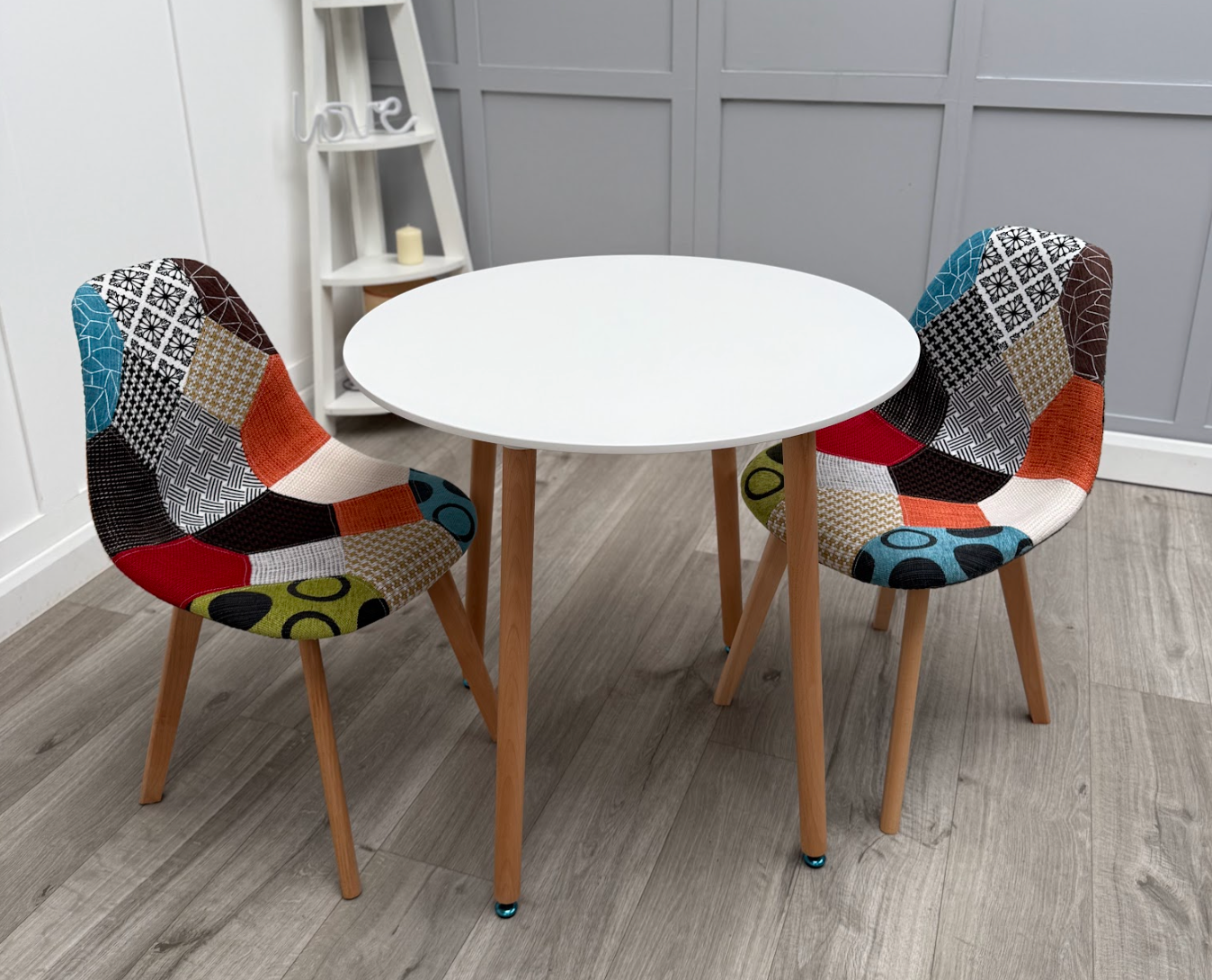 Patchwork Halo Dining Table Set - Set of 2 Patchwork Retro Chairs & a Halo Dining Table - PN Home