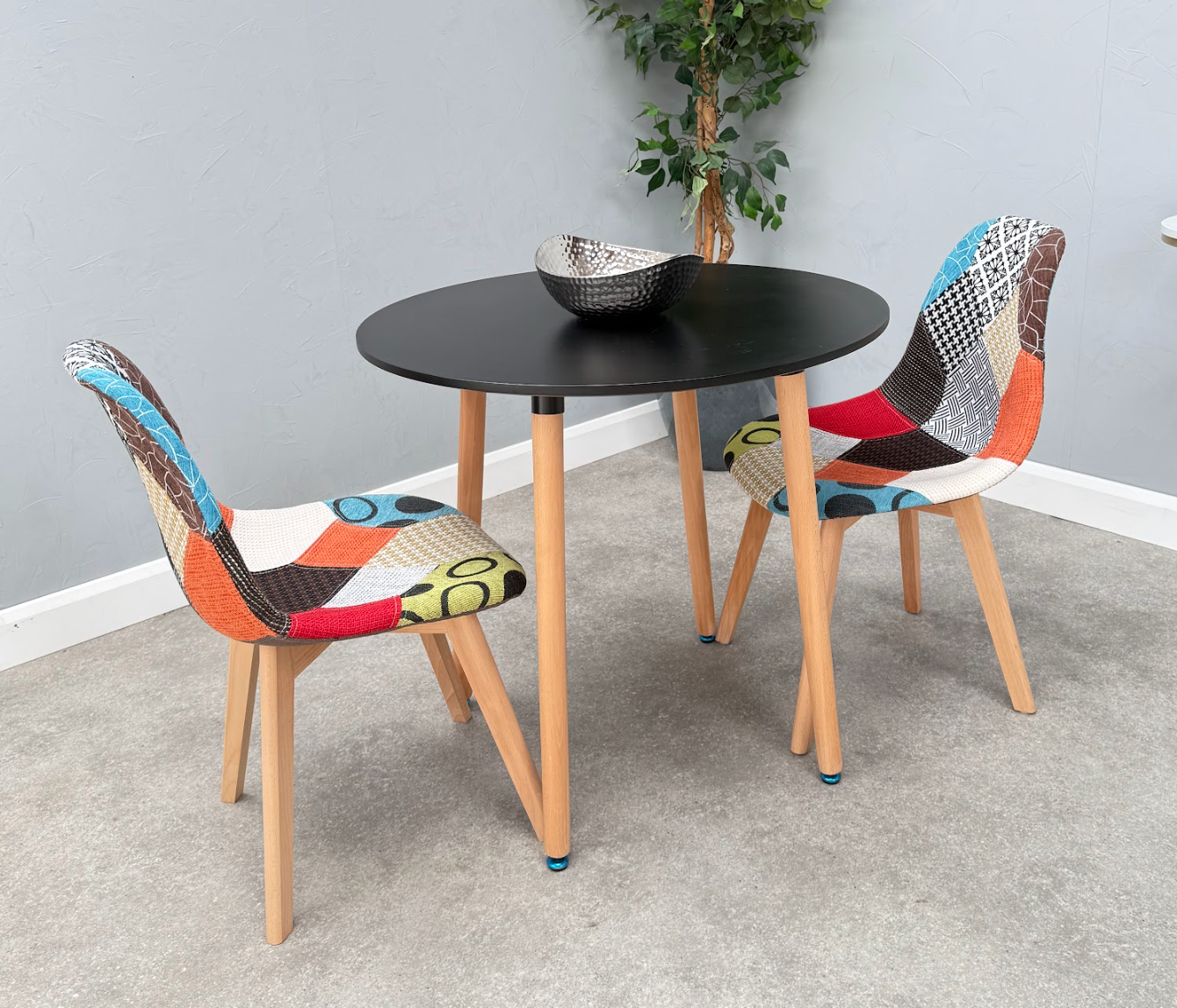 Patchwork Halo Dining Table Set - Set of 2 Patchwork Retro Chairs & a Halo Dining Table - PN Home