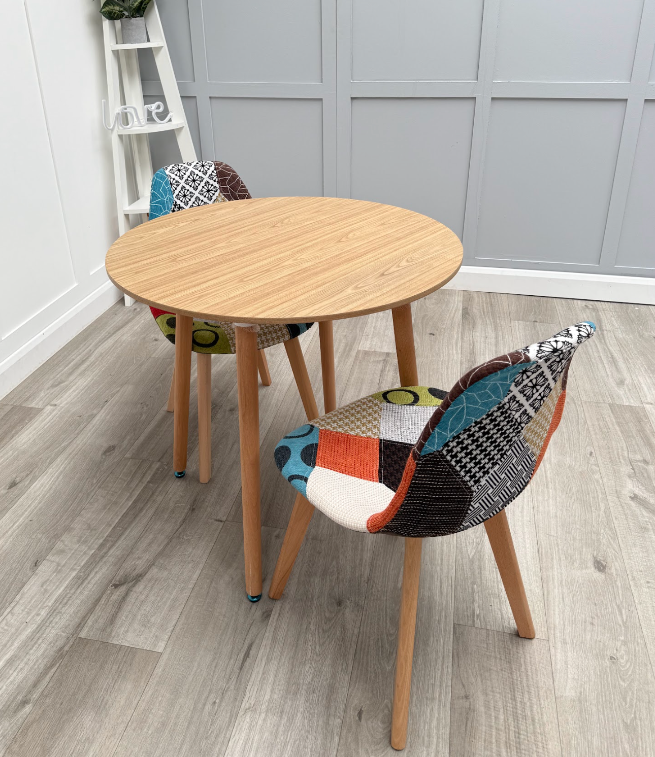 Patchwork Halo Dining Table Set - Set of 2 Patchwork Retro Chairs & a Halo Dining Table - PN Home