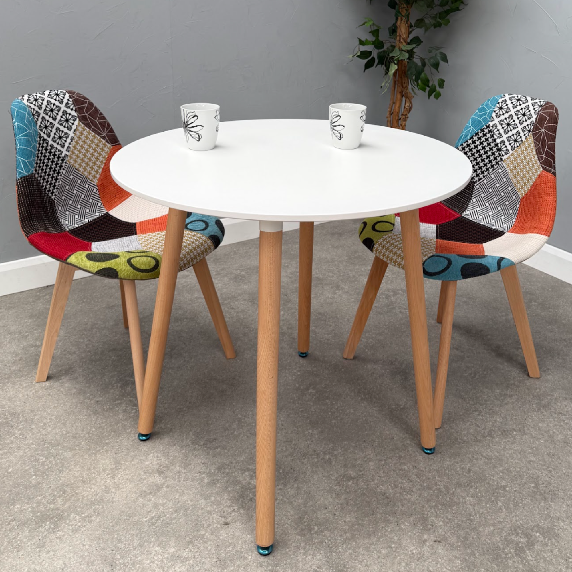 Patchwork Halo Dining Table Set - Set of 2 Patchwork Retro Chairs & a Halo Dining Table