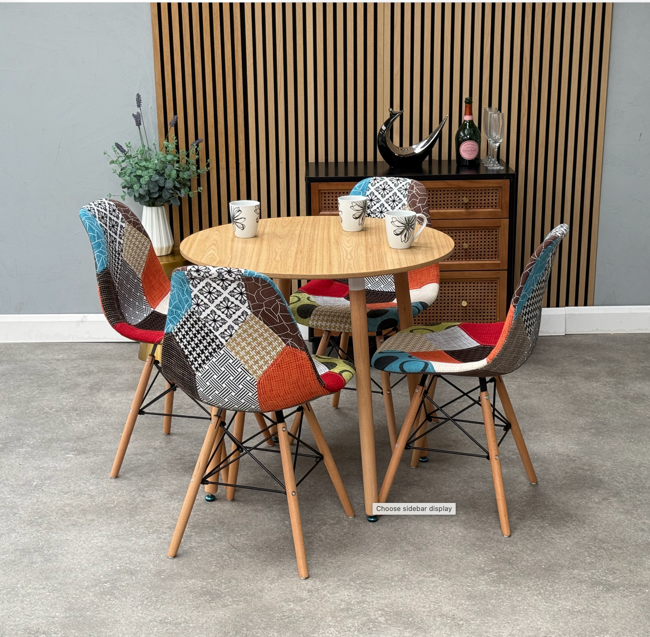 Patchwork Halo Dining Table Set - Set of 4 Patchwork Tower Chairs & a Halo Dining Table - PN Home