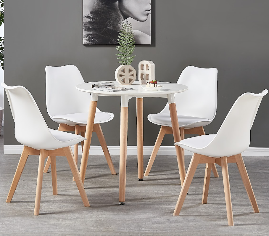 Jamie Halo Round Dining Table Set with 4 Chairs - PN Home