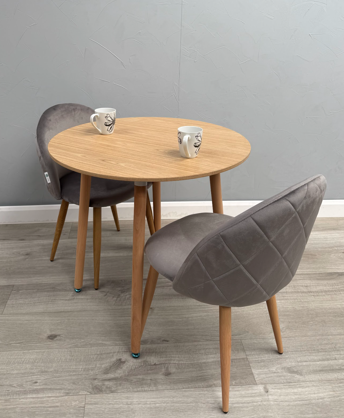 Lucia Dining Set with Round Table and Set of 2 Lucia Velvet Dining Chairs - PN Home