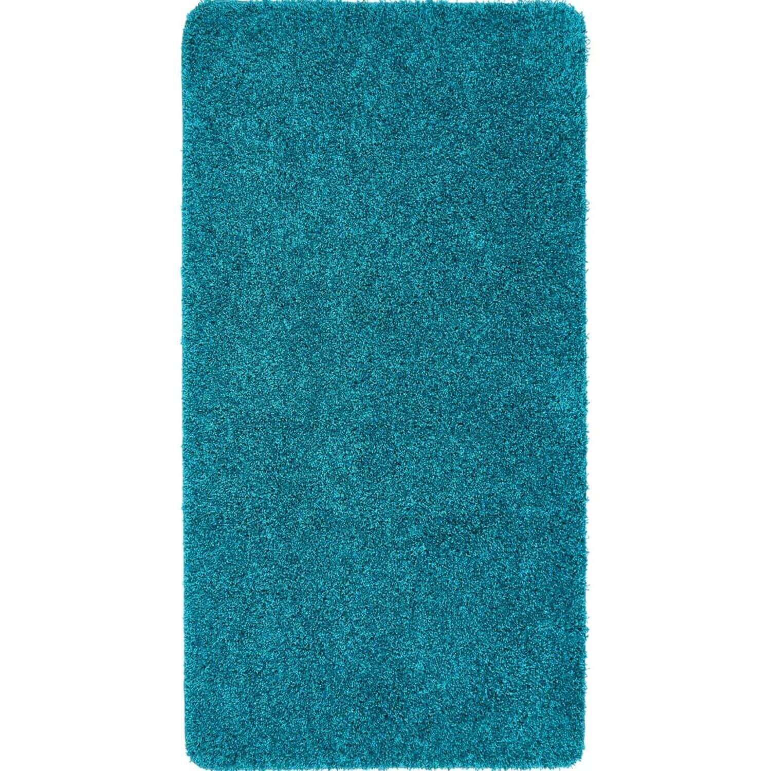 Washable Teal Shaggy Rug - PN Home