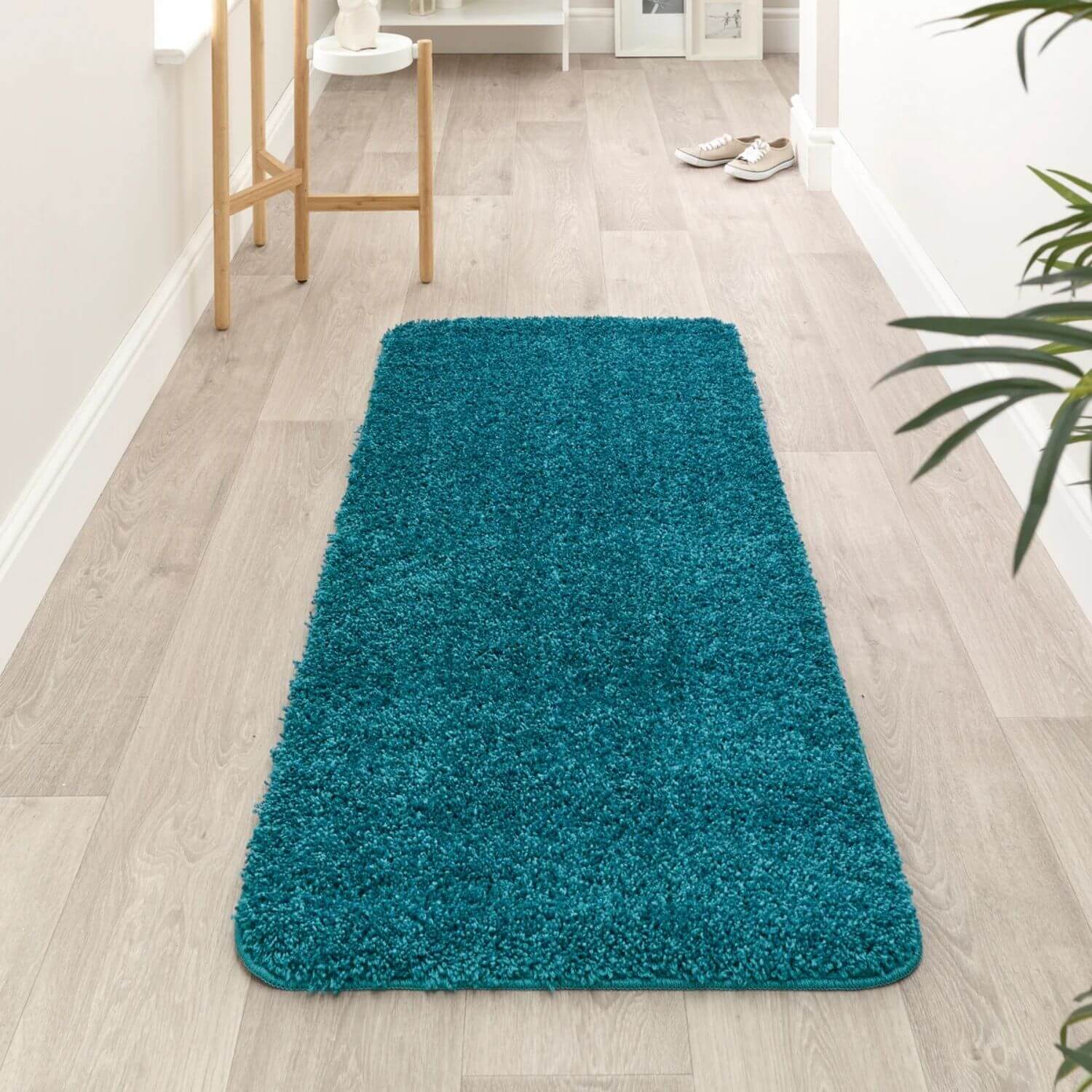 Washable Teal Shaggy Rug - PN Home