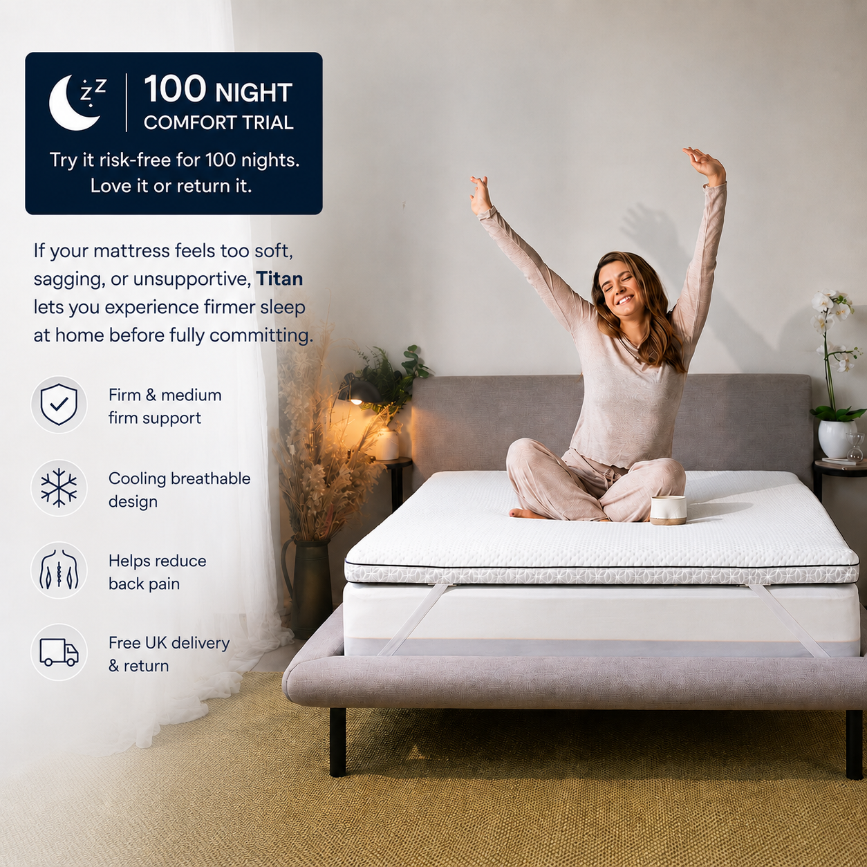 Brightr® Titan 2 in 1 Mattress Firm Mattress Topper - Medium/Firm