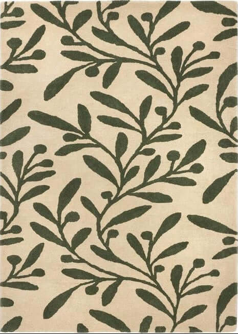 Cream Wool Rug Floral Design - PN Home