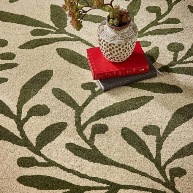 Cream Wool Rug Floral Design - PN Home