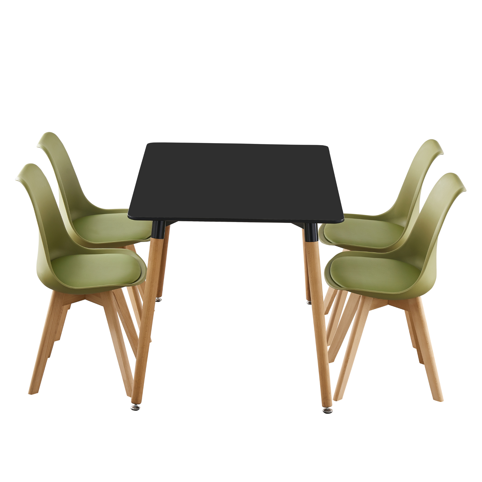 5PCs Dining Set - a Black Halo Dining Table & Set of 4 Lorenzo Tulip chairs with Padded Seat