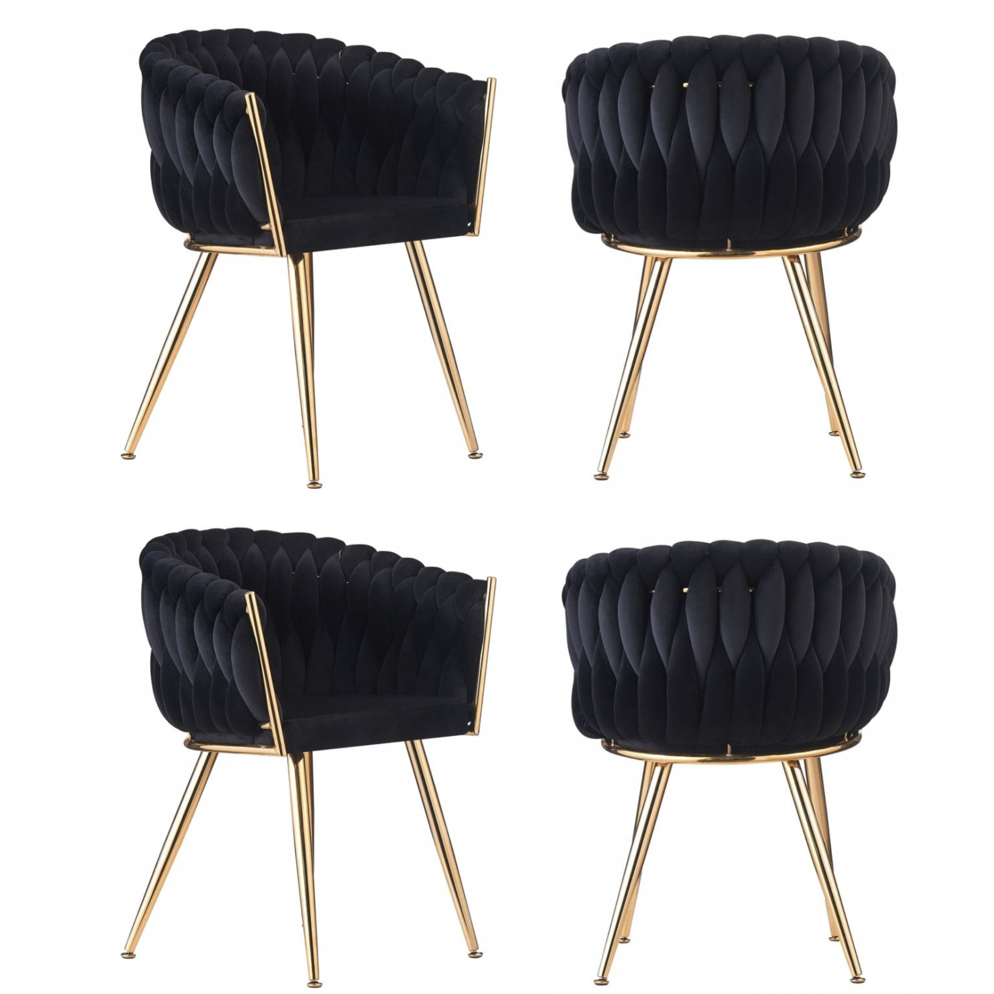 Roma Knot LUX Velvet Dining Chair - Plush Upholstery with Gold Frame