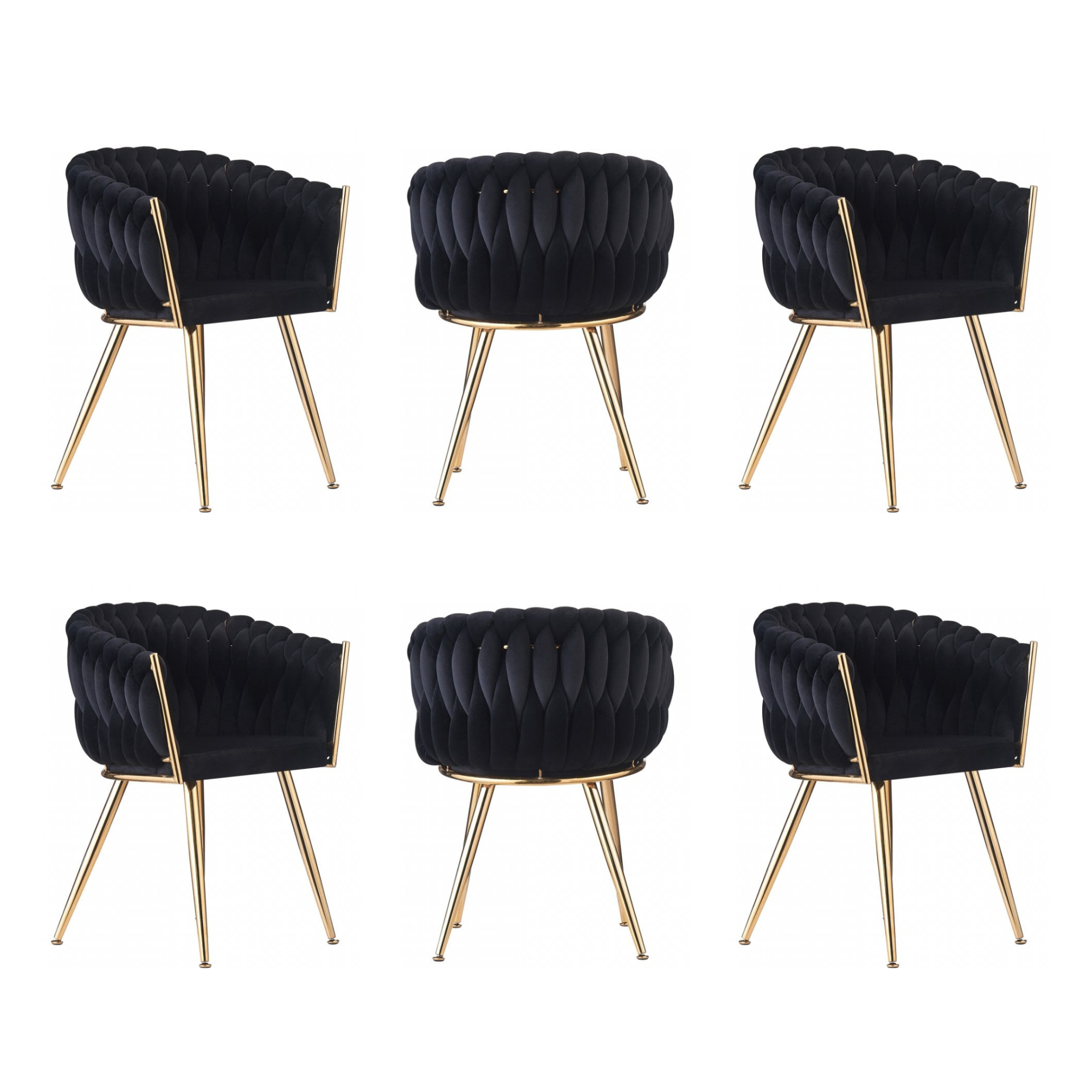 Roma Knot LUX Velvet Dining Chair - Plush Upholstery with Gold Frame