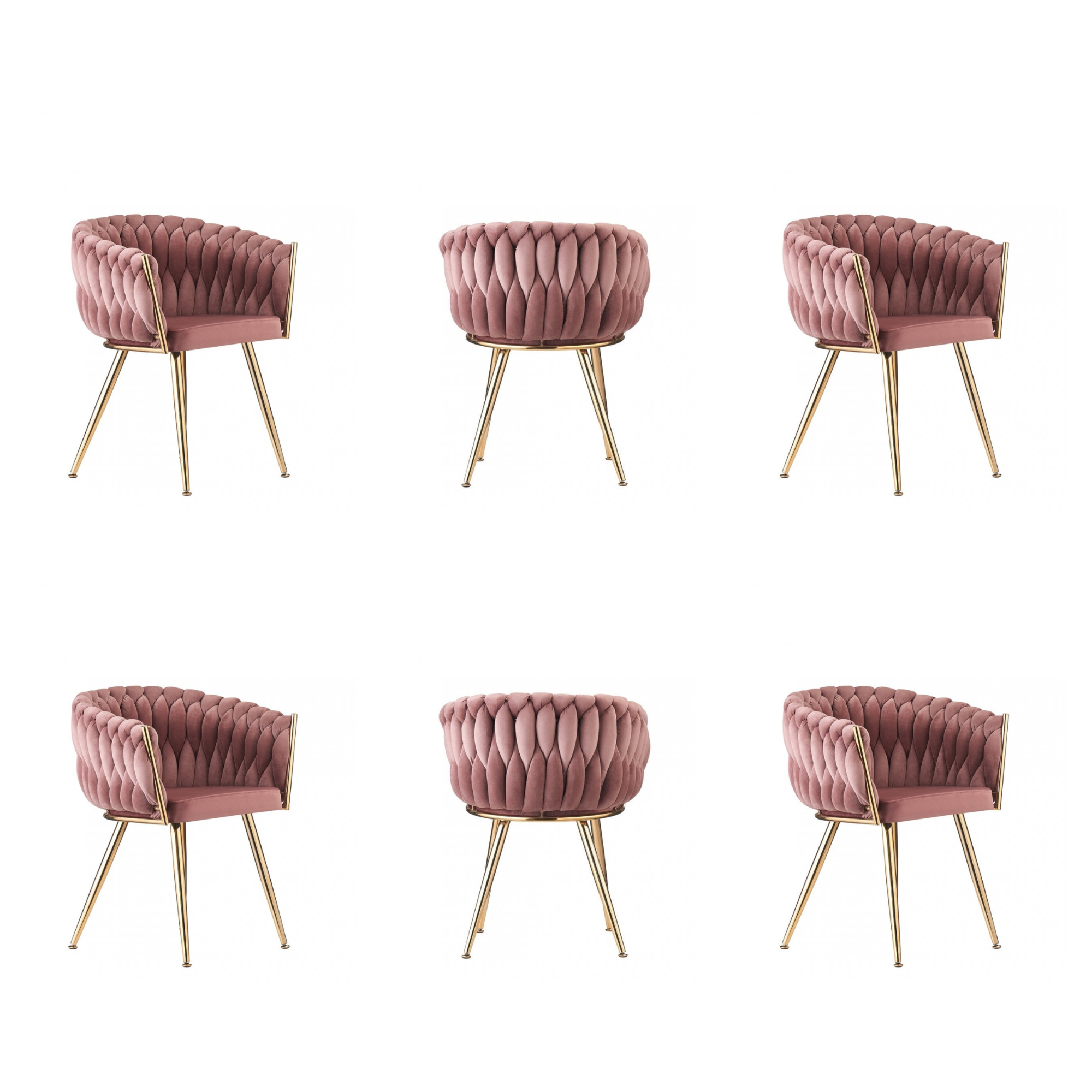 Roma Knot LUX Velvet Dining Chair - Plush Upholstery with Gold Frame