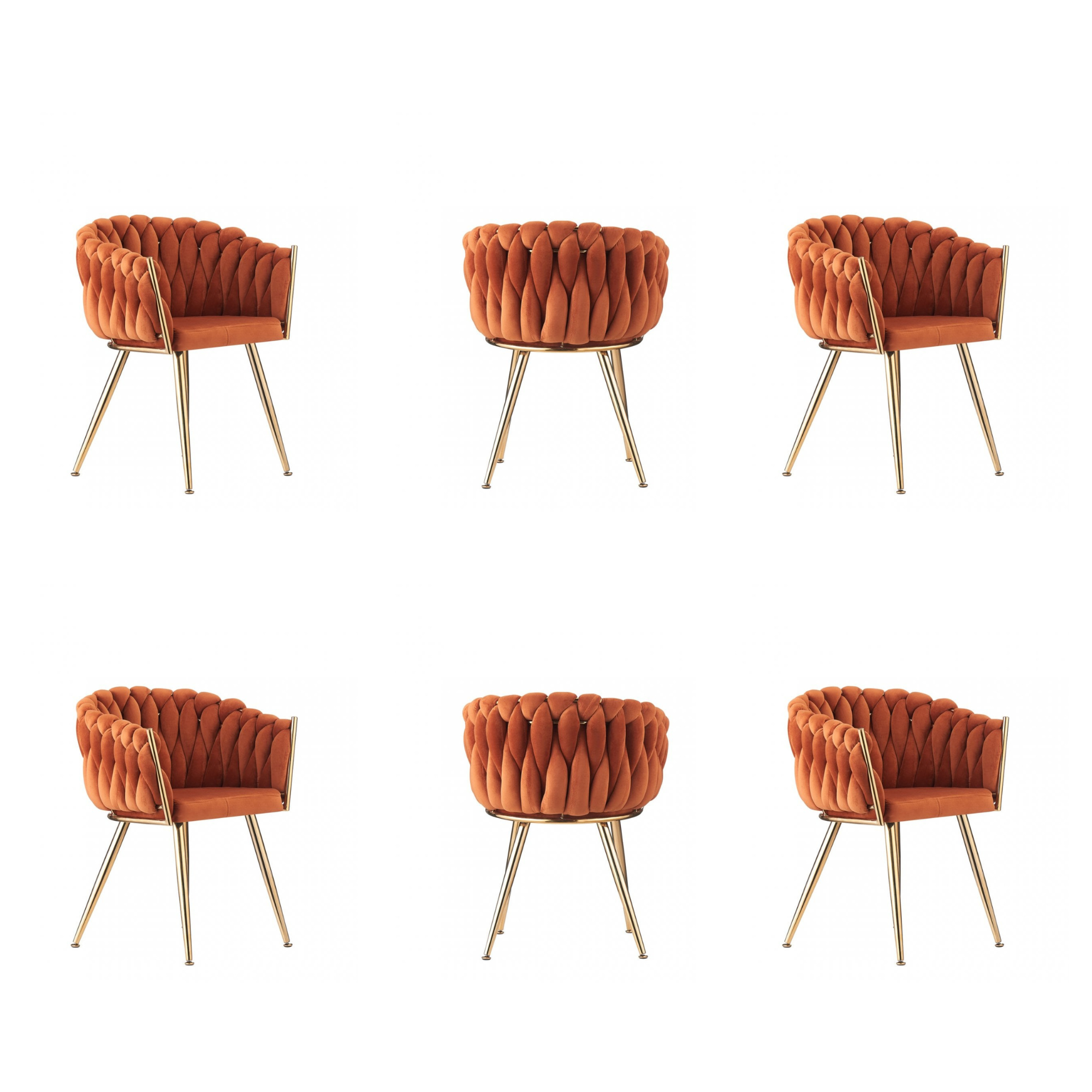 Roma Knot LUX Velvet Dining Chair - Plush Upholstery with Gold Frame