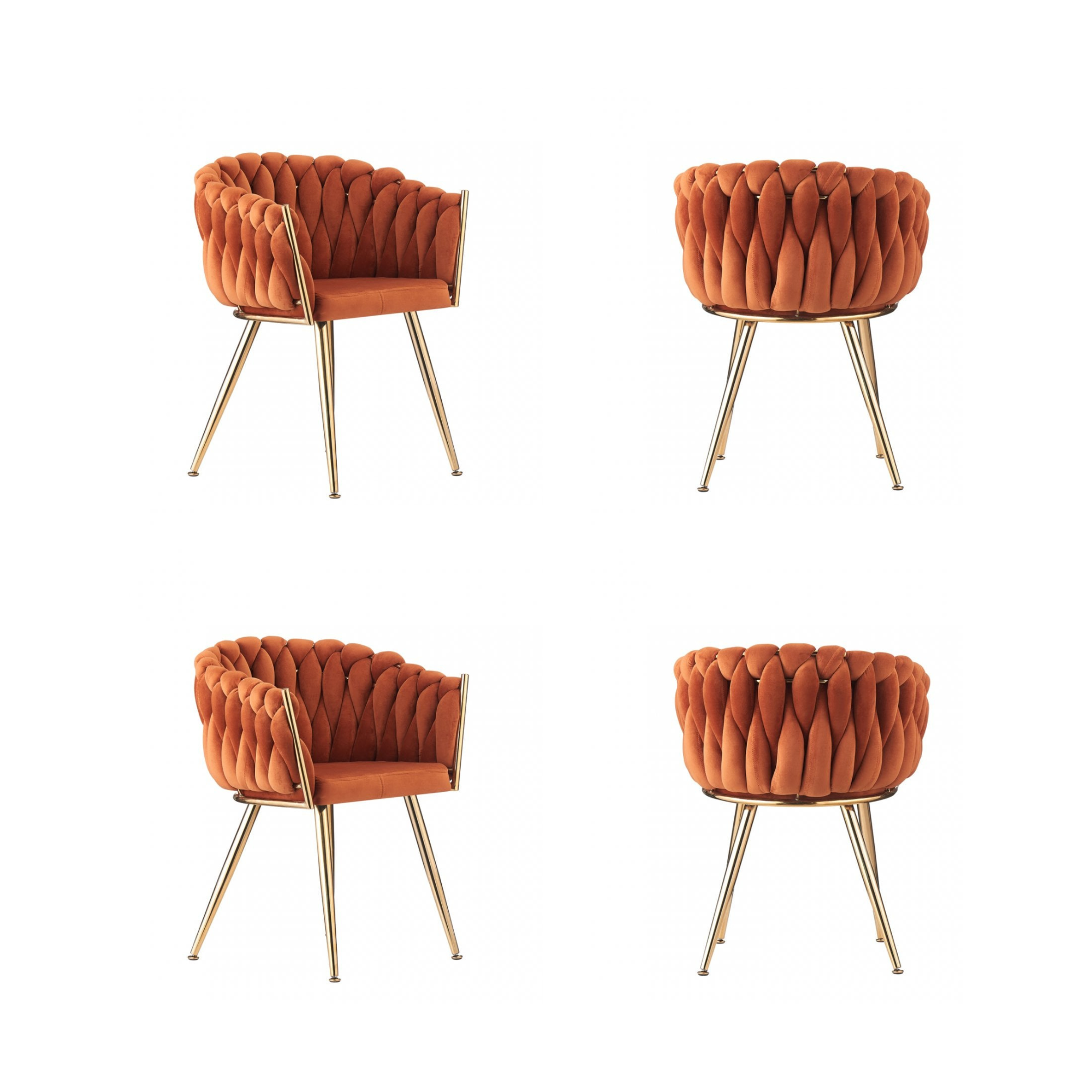 Roma Knot LUX Velvet Dining Chair - Plush Upholstery with Gold Frame