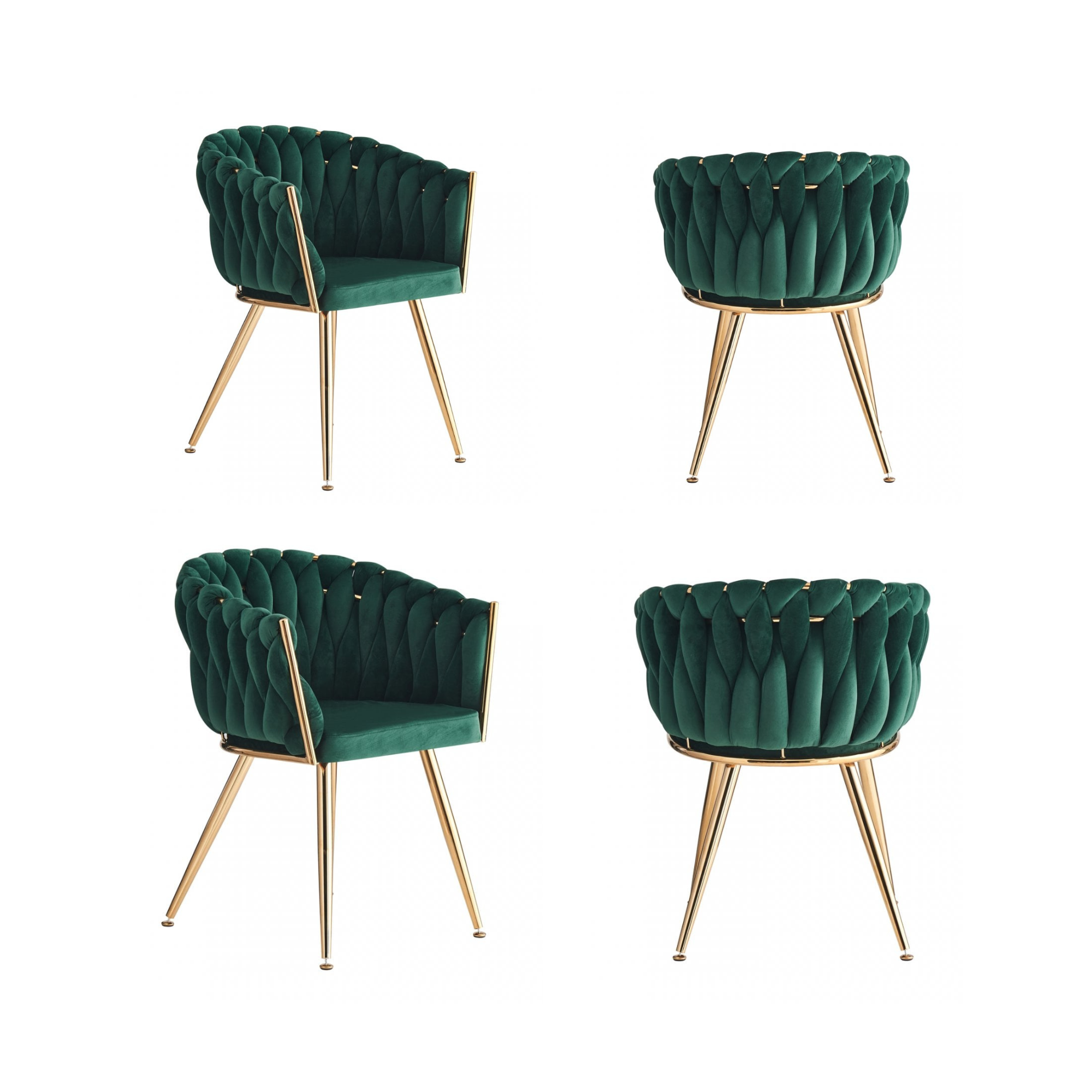 Roma Knot LUX Velvet Dining Chair - Plush Upholstery with Gold Frame