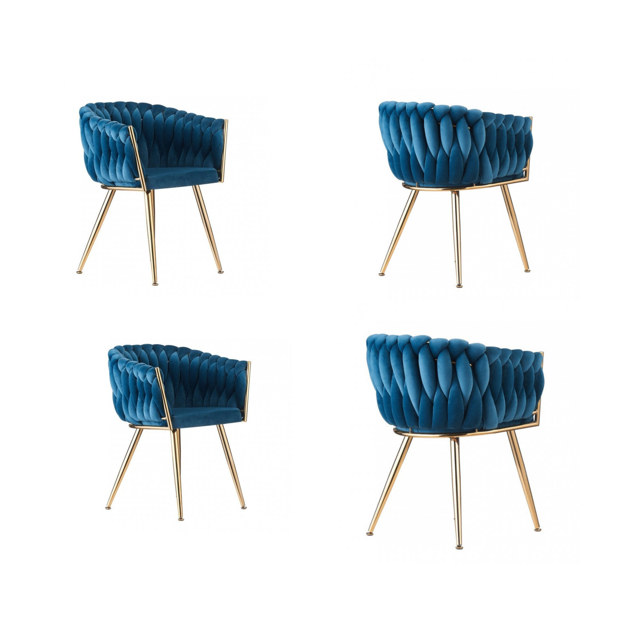 Roma Knot LUX Velvet Dining Chair - Plush Upholstery with Gold Frame