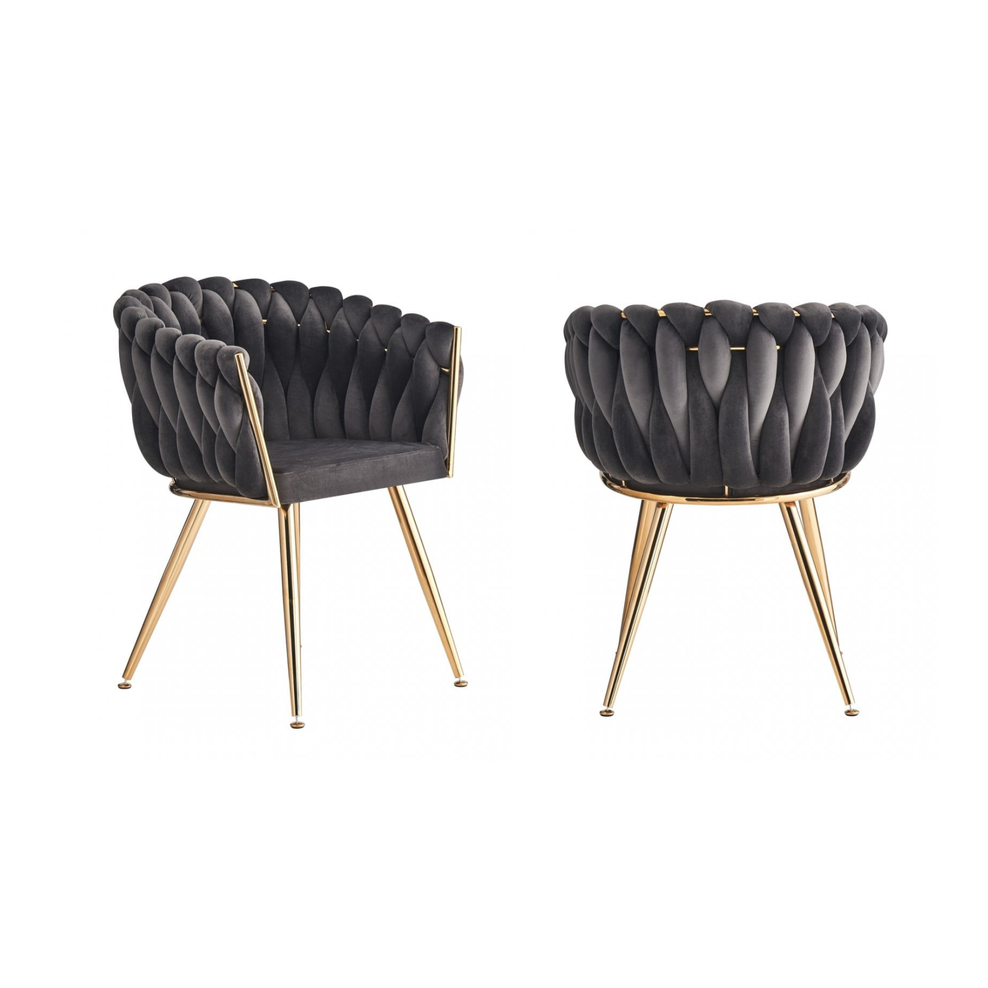 Roma Knot LUX Velvet Dining Chair - Plush Upholstery with Gold Frame