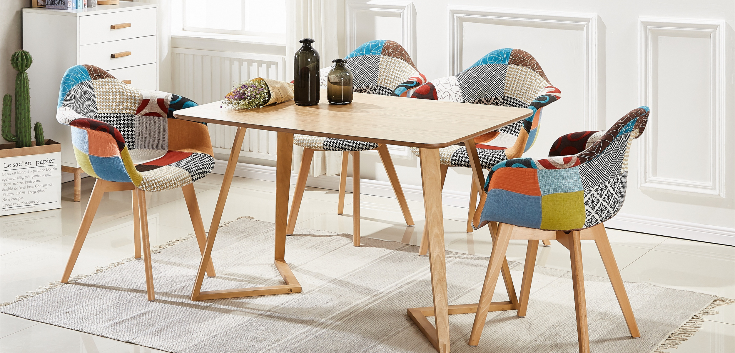 patchwork upholstered dining chairs