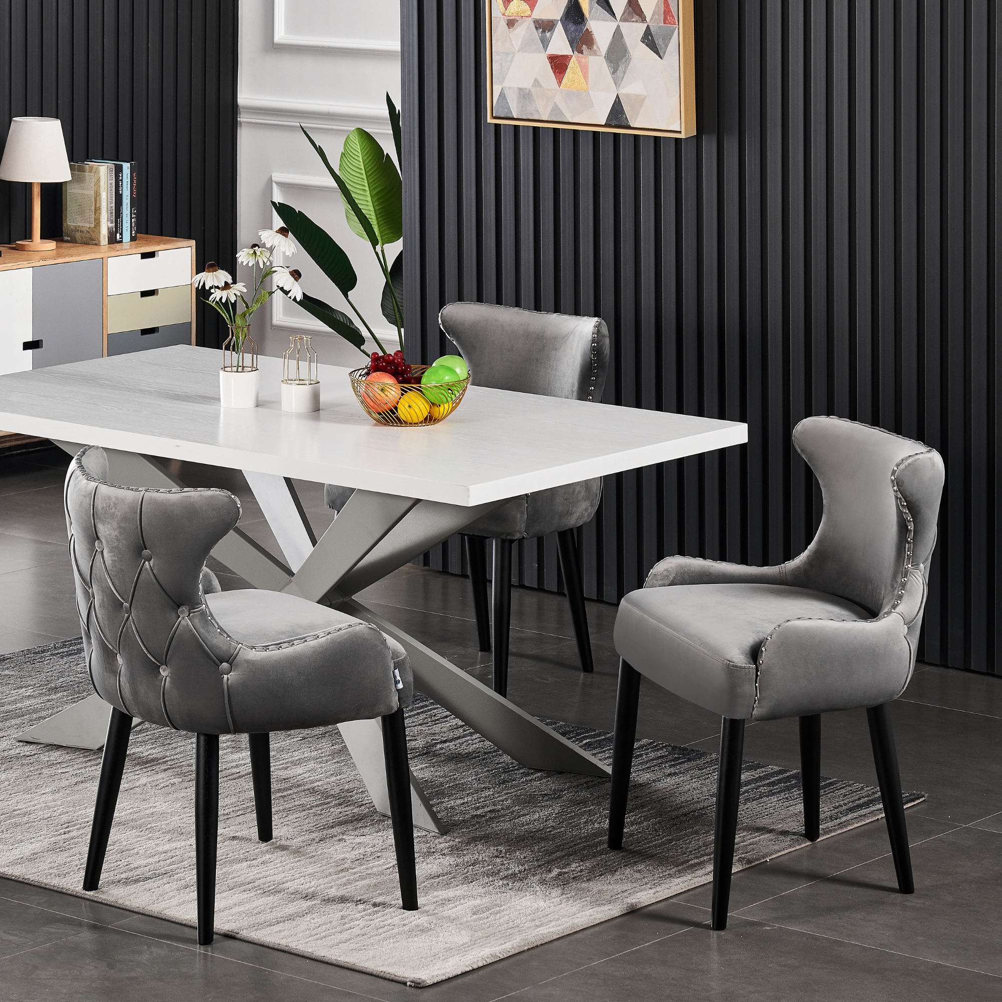 Oxford Duke LUX Dining Set, a Table and Chairs Set of 4, White