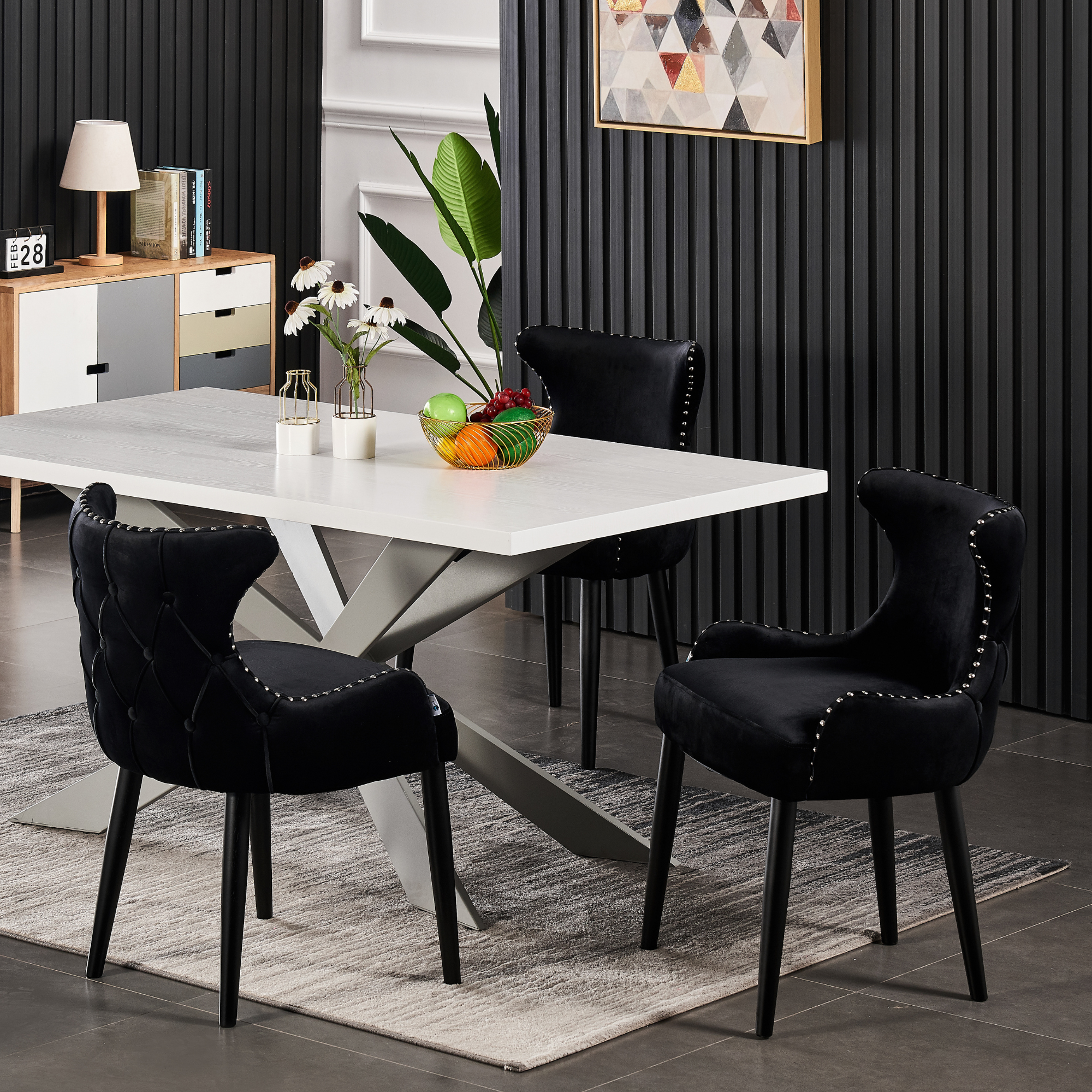 Oxford Duke LUX Dining Set, a Table and Chairs Set of 4, White