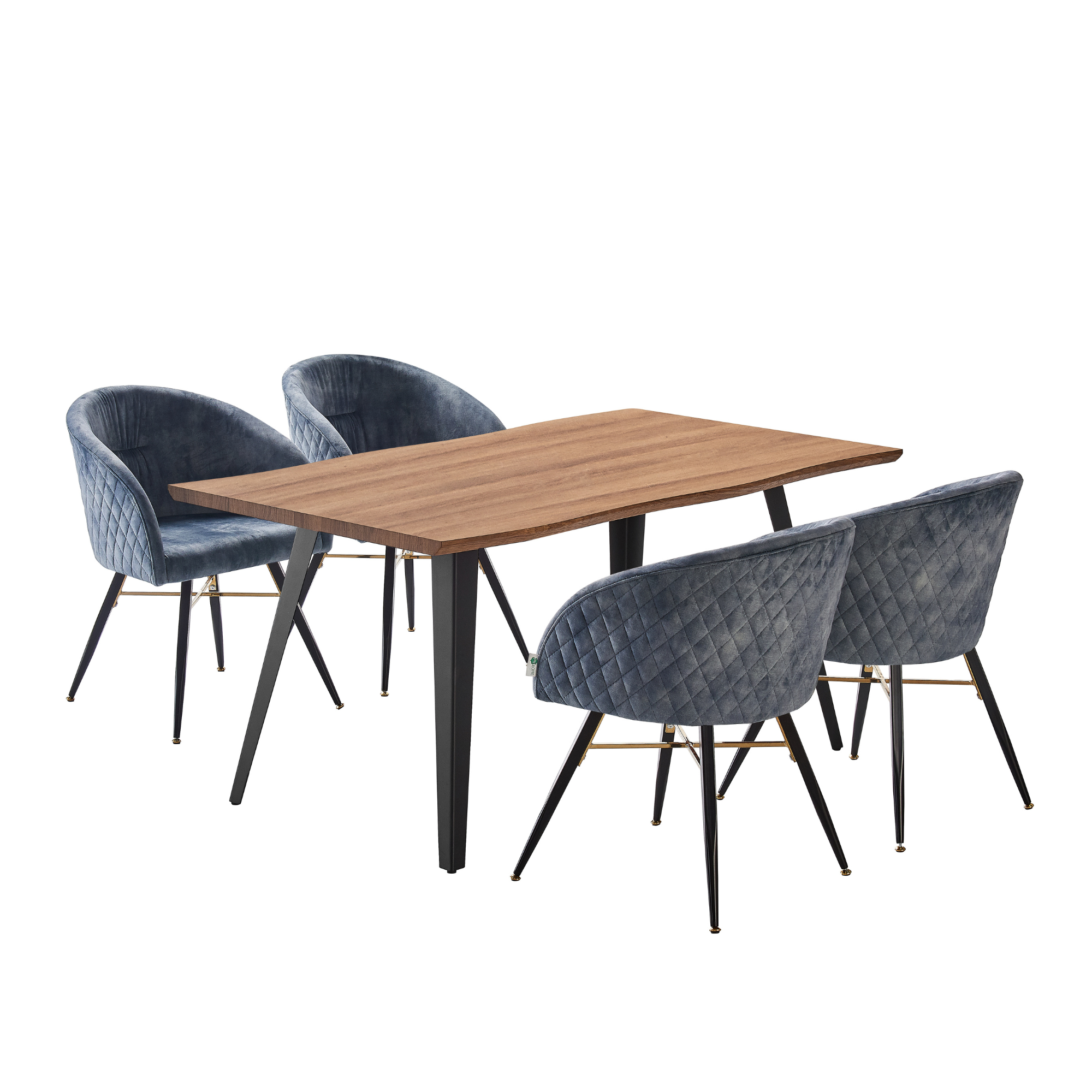 Vittorio Rocco LUX 5PCs Dining Set includes an Oak Dining Table and Set of 4 Dining Chairs