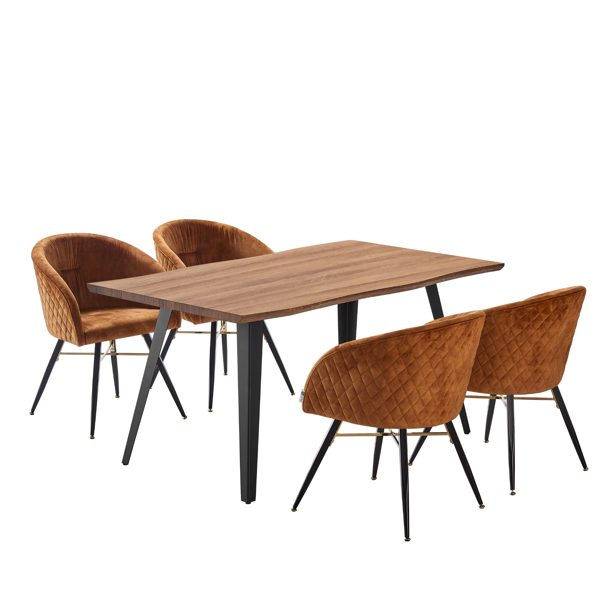 Vittorio Rocco LUX 5PCs Dining Set includes an Oak Dining Table and Set of 4 Dining Chairs