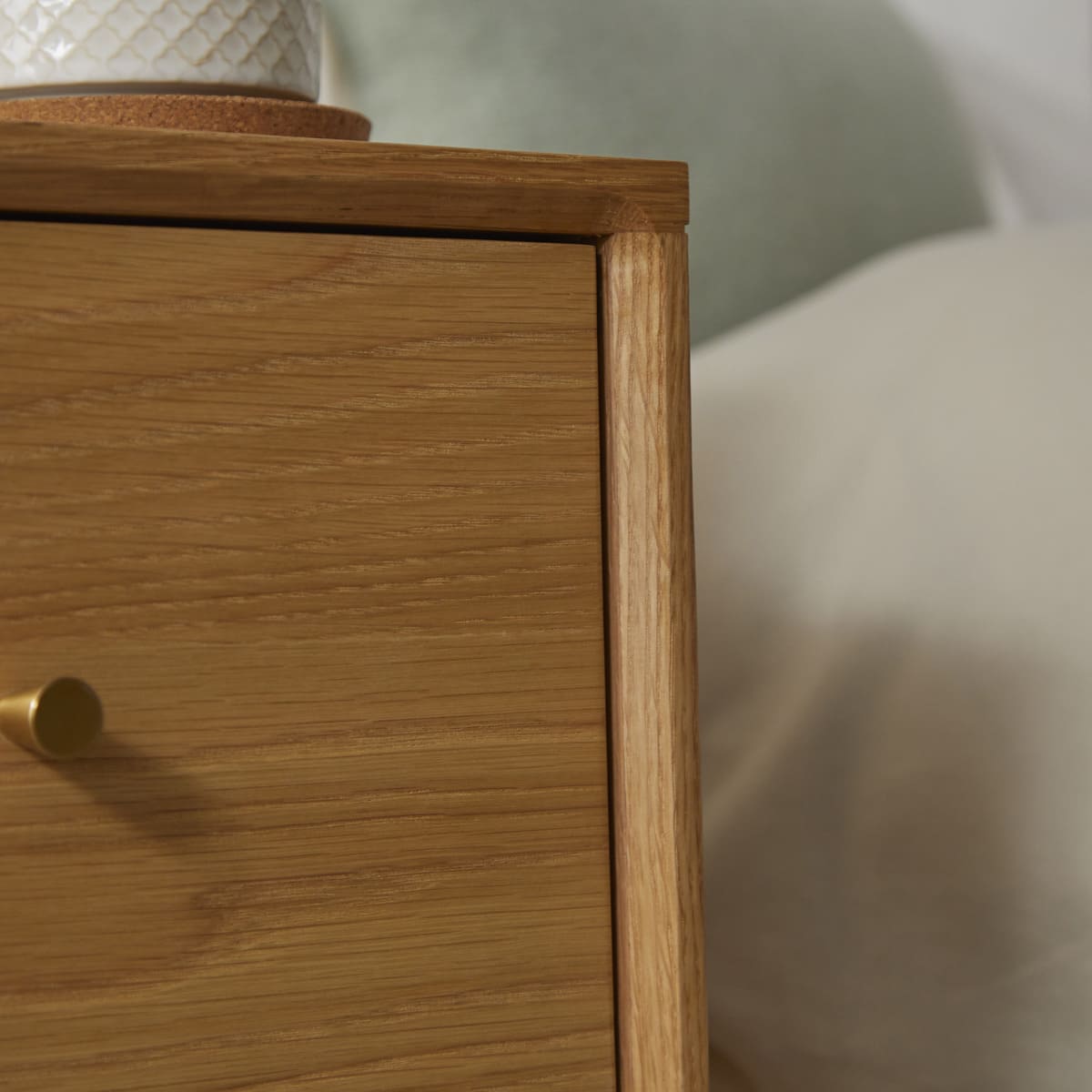 Wright Narrow Oak Bedside Table