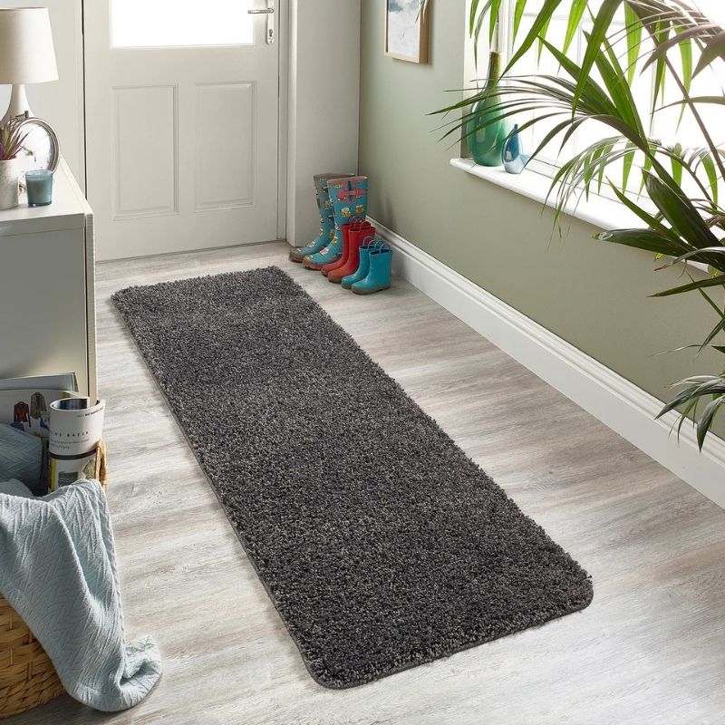 Washable Charcoal Shaggy Rug - PN Home